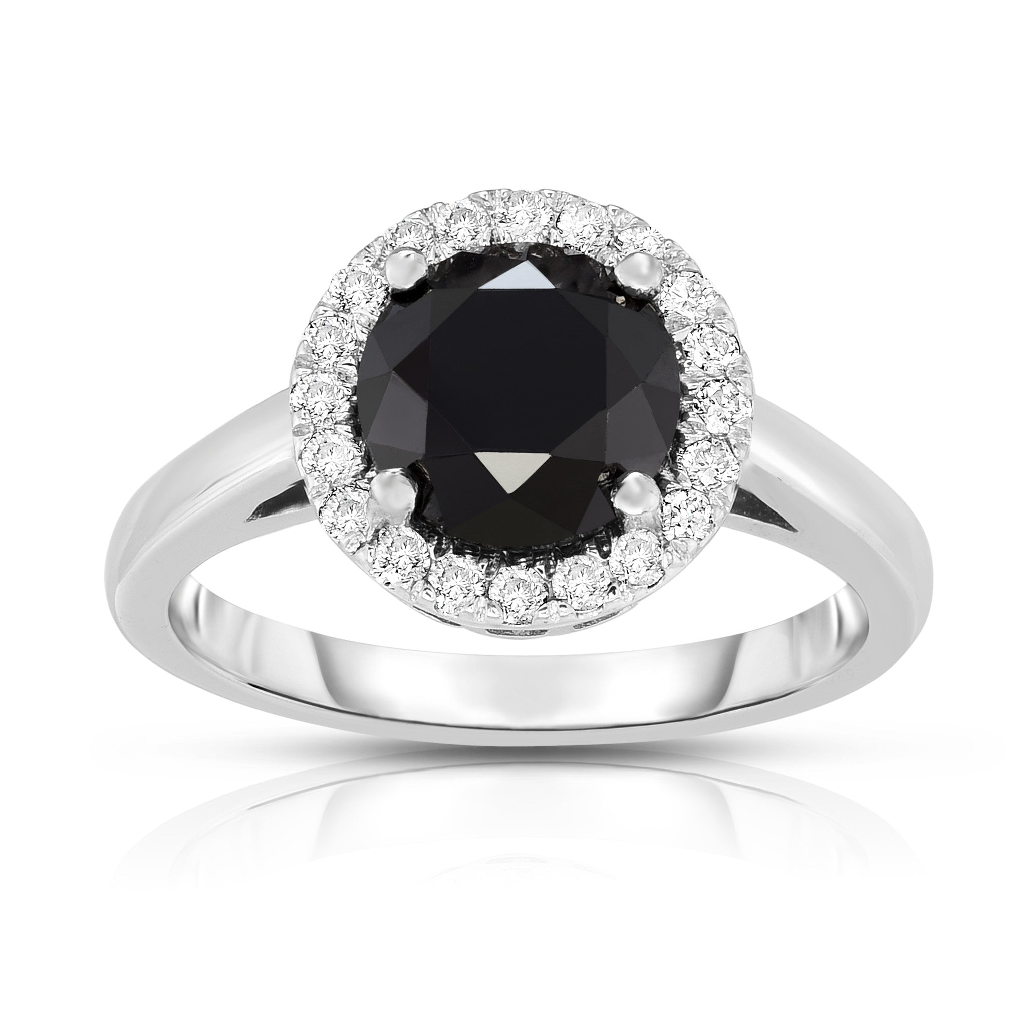 2.84Cttw Black and White Diamond Ring in 14K White Gold