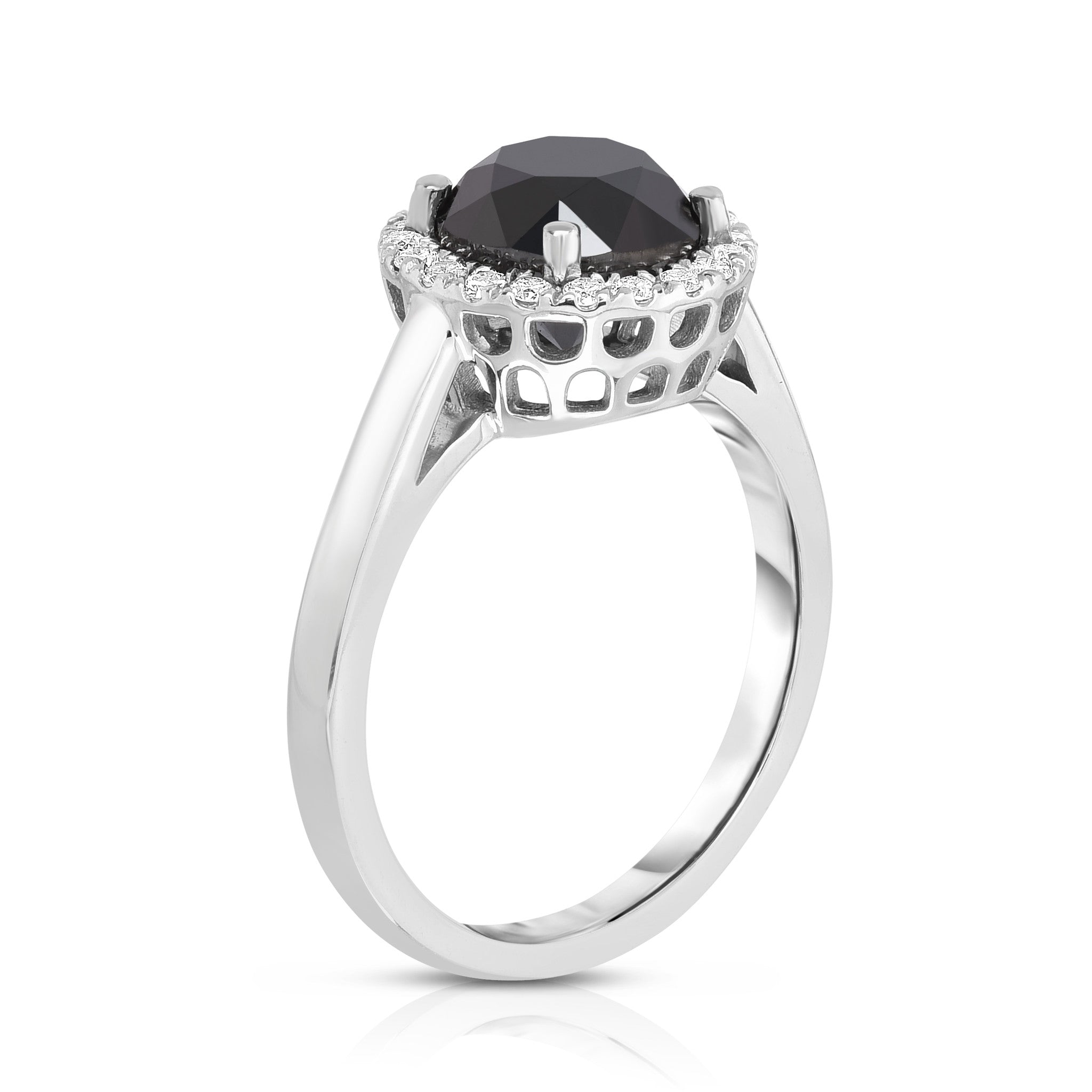 2.84Cttw Black and White Diamond Ring in 14K White Gold