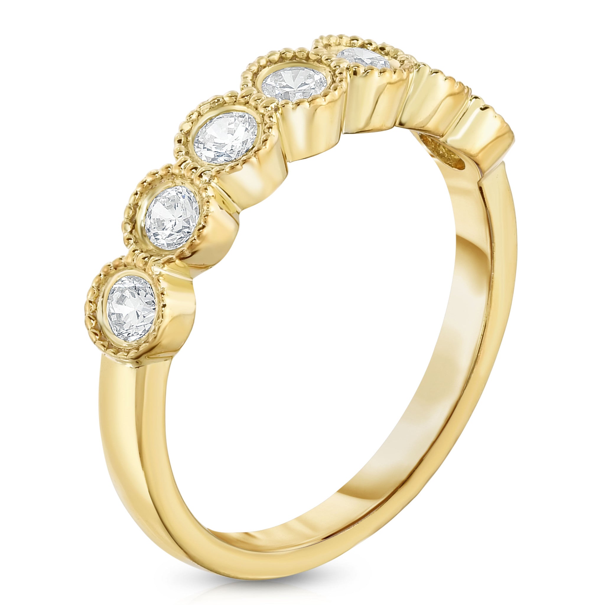 7-Stone 0.45Ct Diamond Milligrain Ring in 14K Gold
