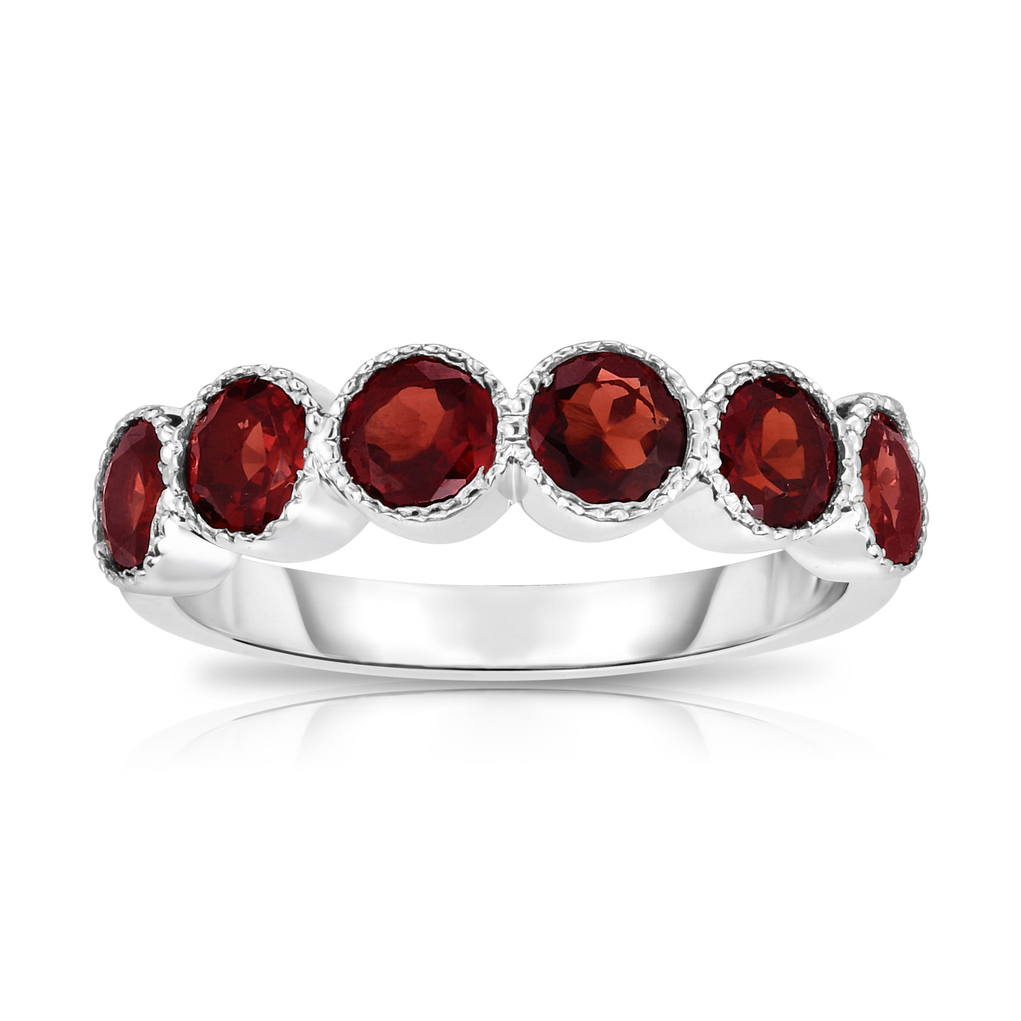 6-Stone Bezel 4.5MM Gemstone Ring in 14K White Gold