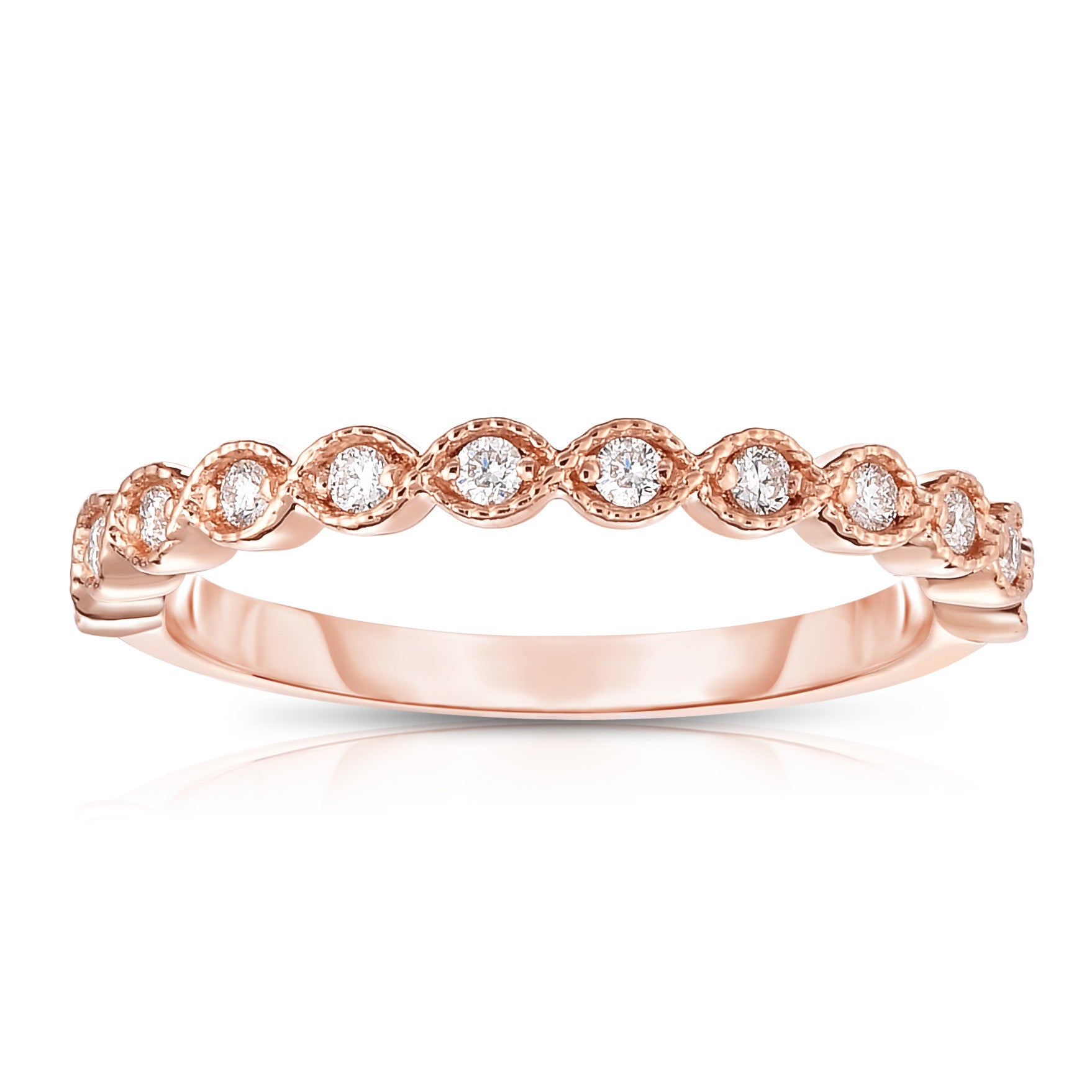 0.18Ct Diamond Stackable Miligrain Ring in 14K Gold