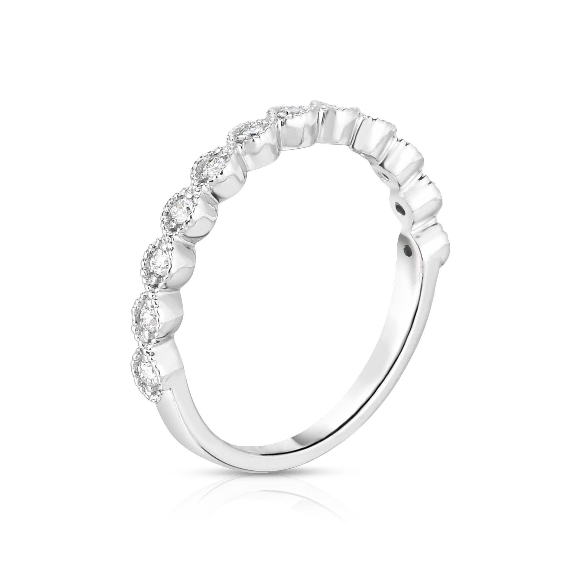 0.18Ct Diamond Stackable Miligrain Ring in 14K Gold
