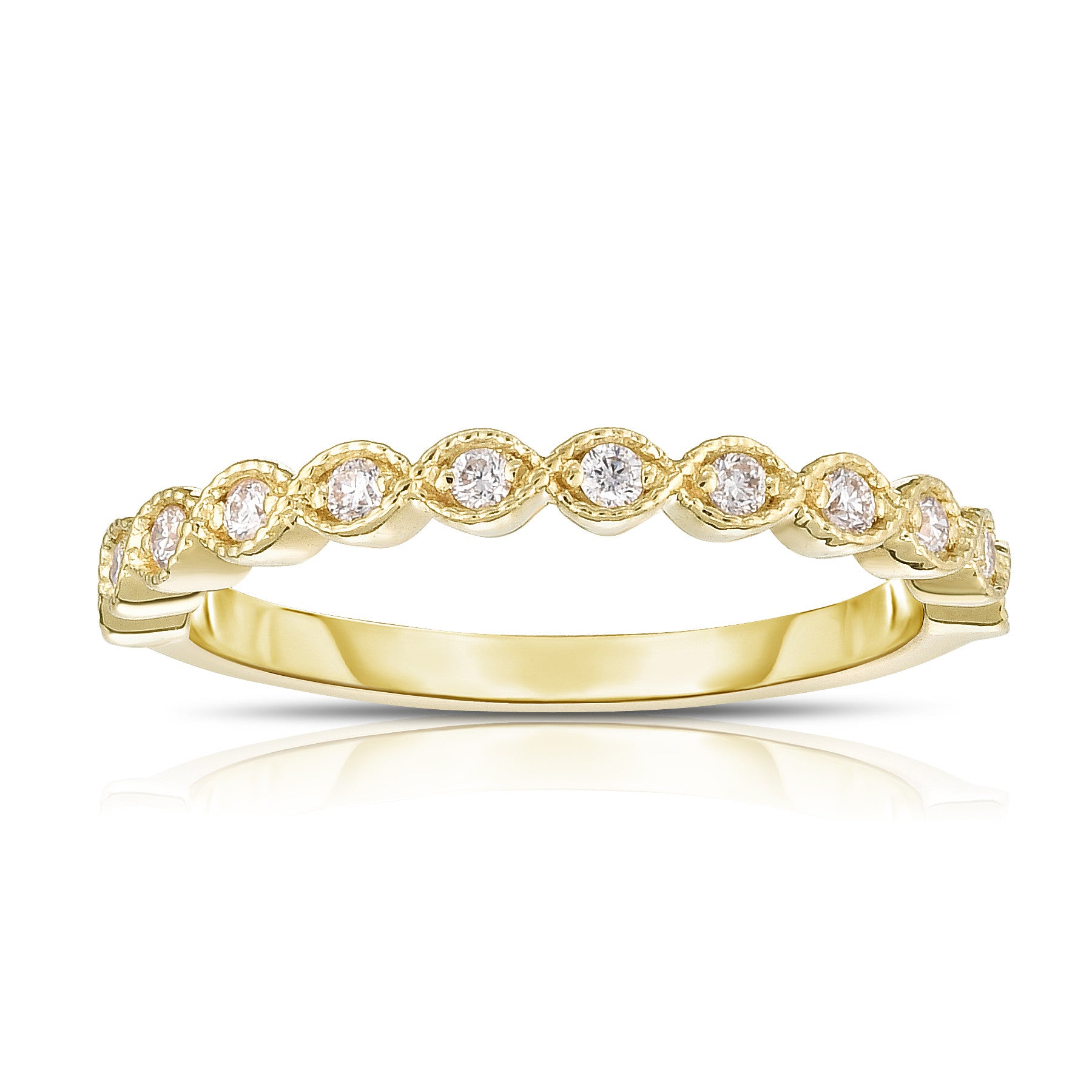 0.18Ct Diamond Stackable Miligrain Ring in 14K Gold