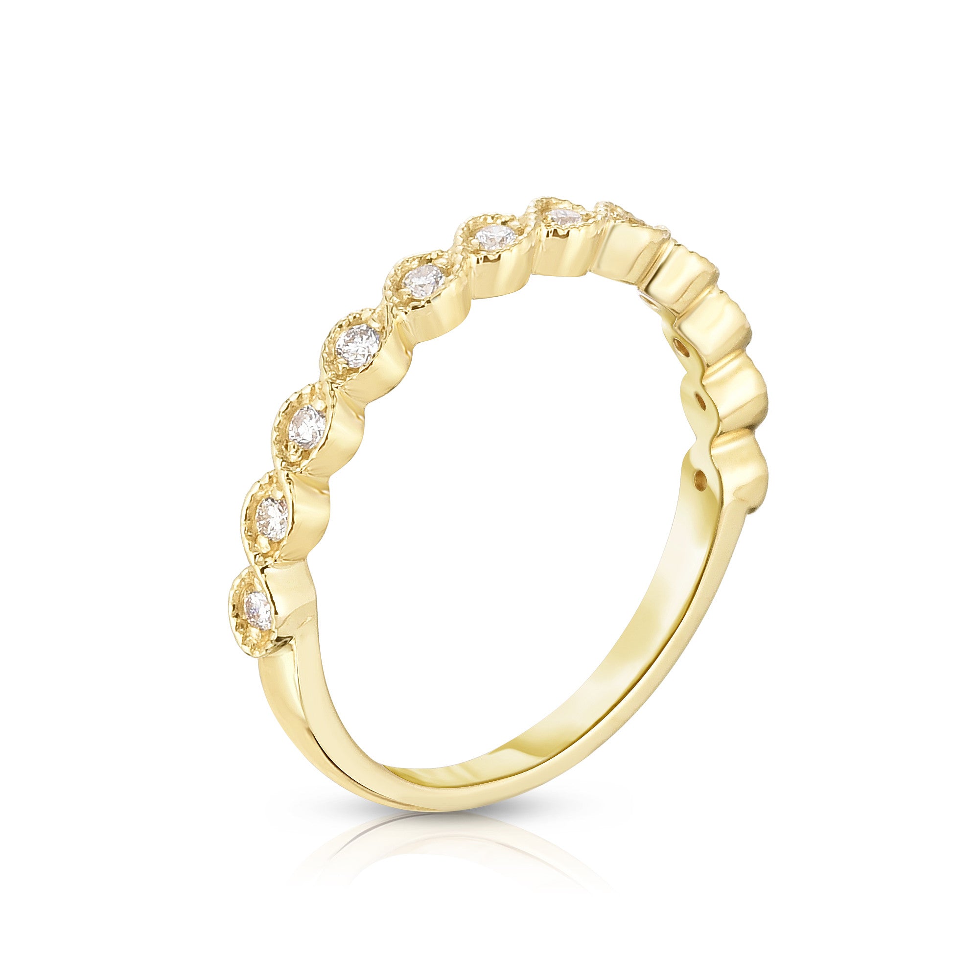0.18Ct Diamond Stackable Miligrain Ring in 14K Gold