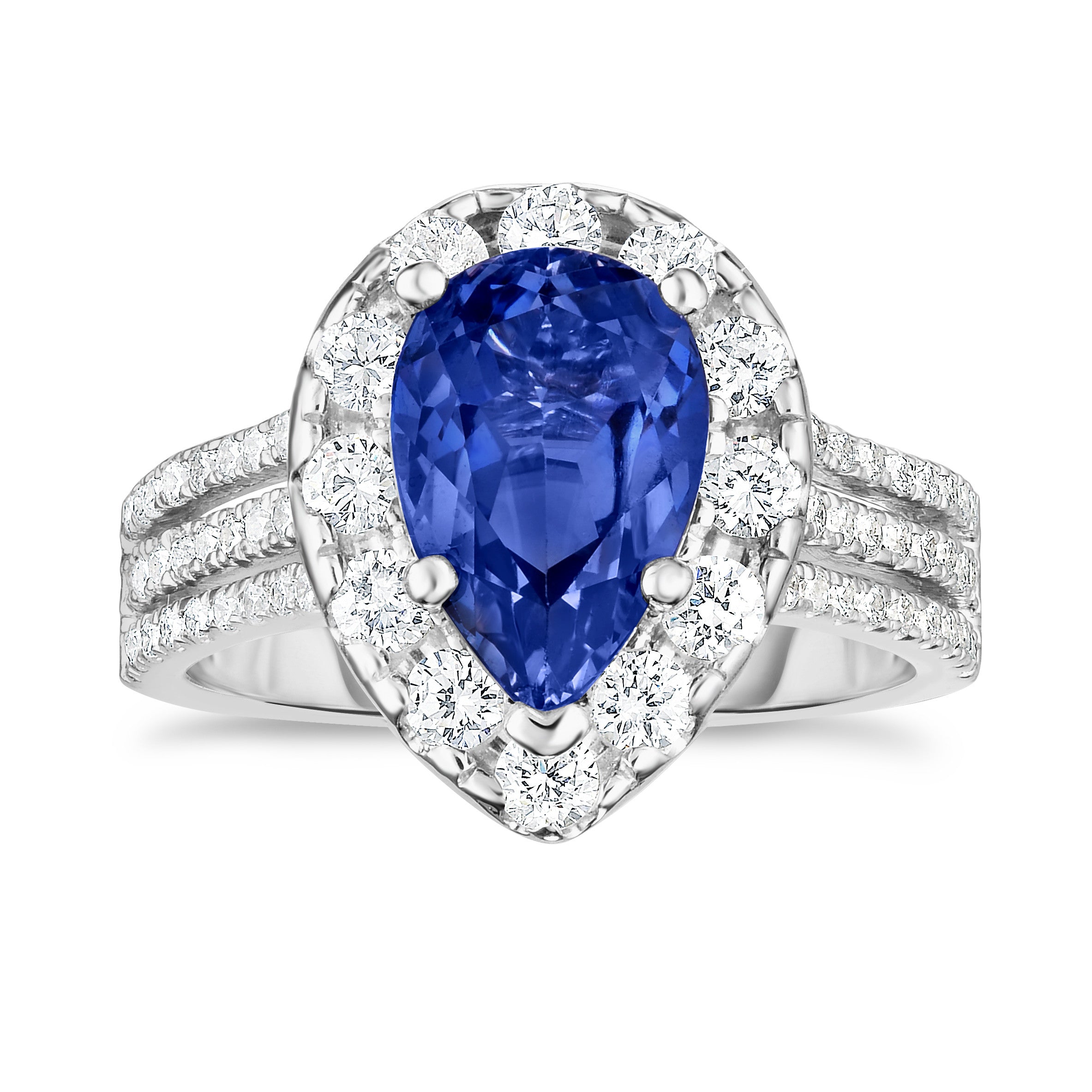 Tanzanite & 1.50Ct Diamond Engagement Ring in 14K White Gold