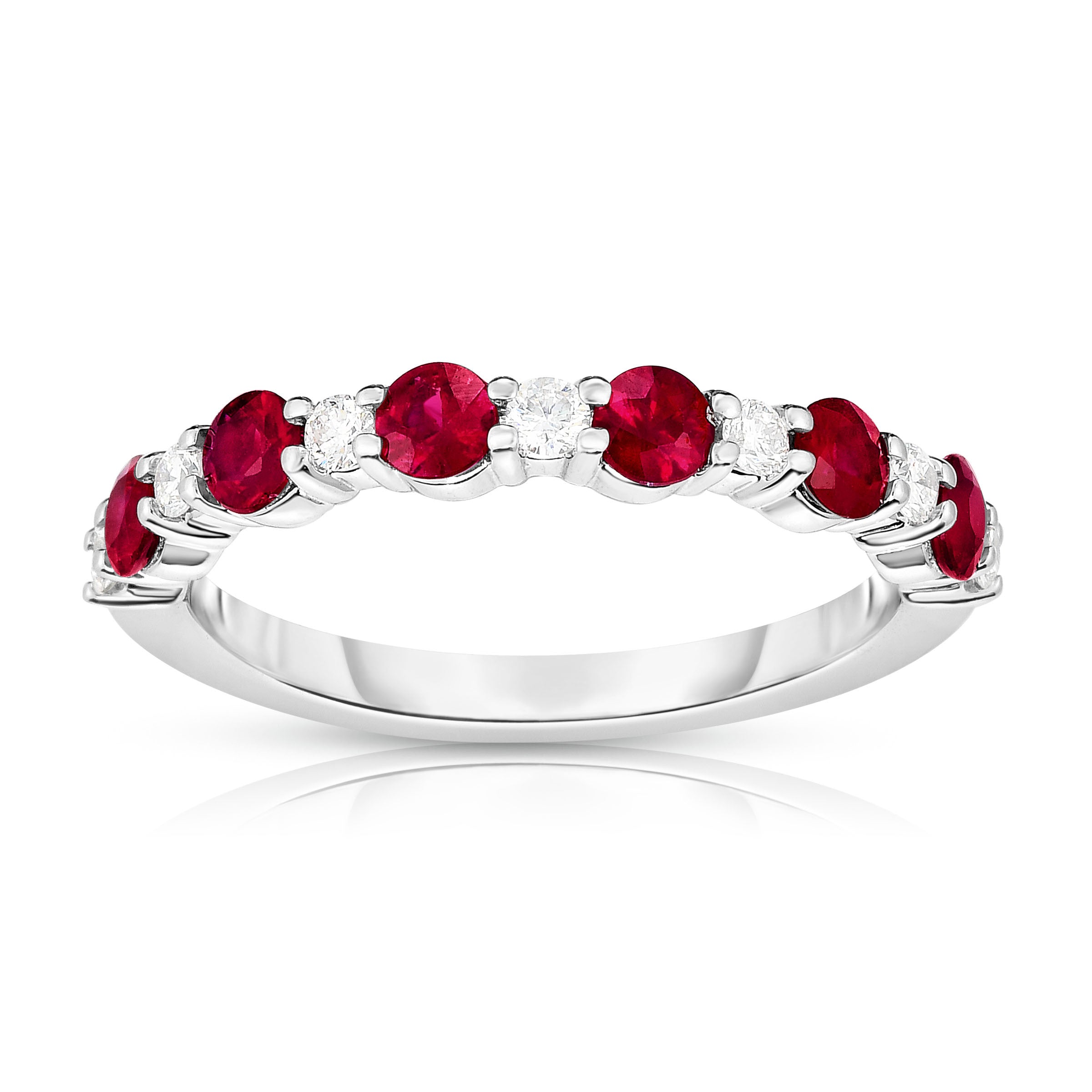 Ruby & 0.17Ct Diamond Ring in 14K White Gold