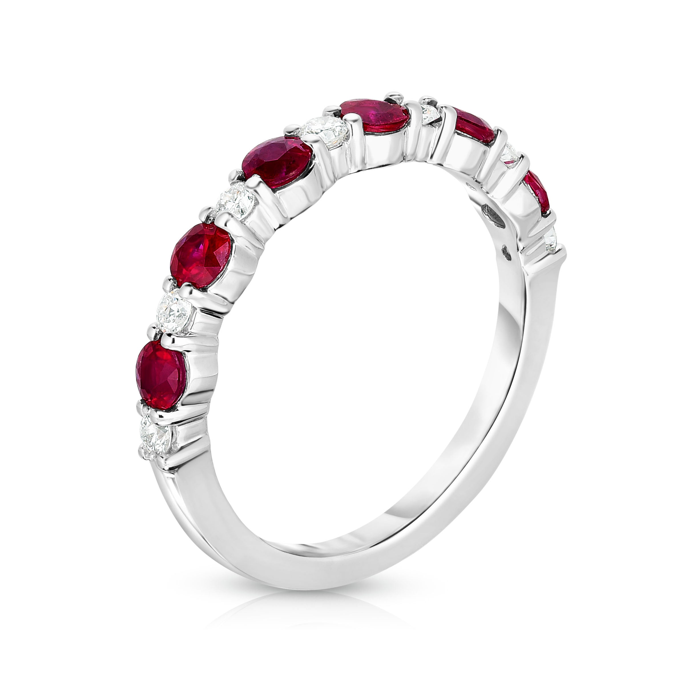 Ruby & 0.17Ct Diamond Ring in 14K White Gold