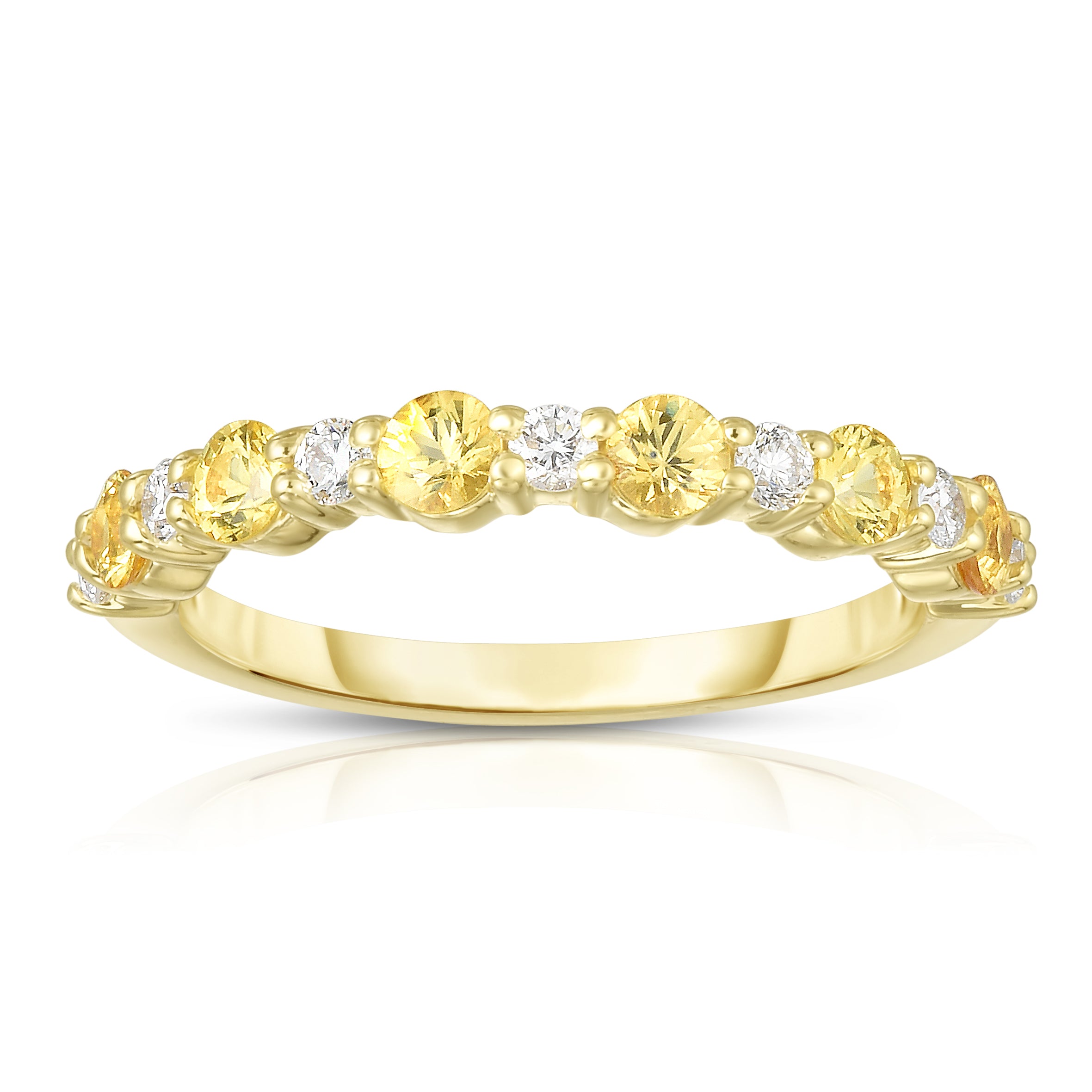 Yellow Sapphire & 0.17Ct Diamond Ring in 14K Yellow Gold