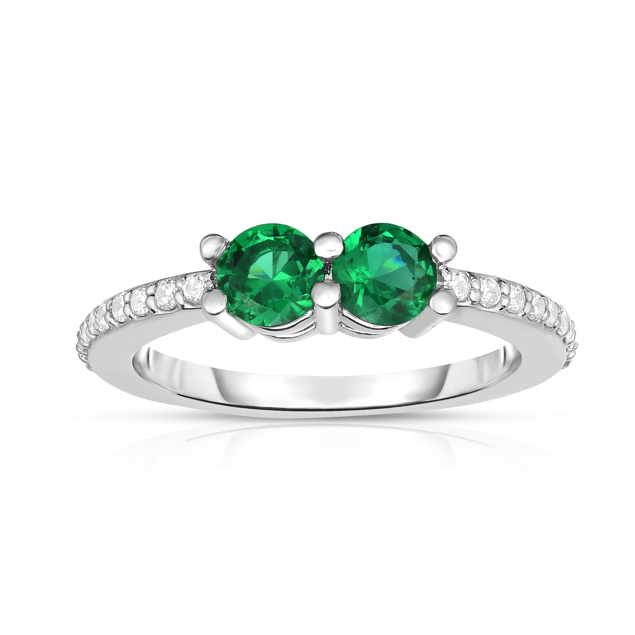 Gemstone and 0.12Ct Diamond Ever Us Ring in 14K White Gold