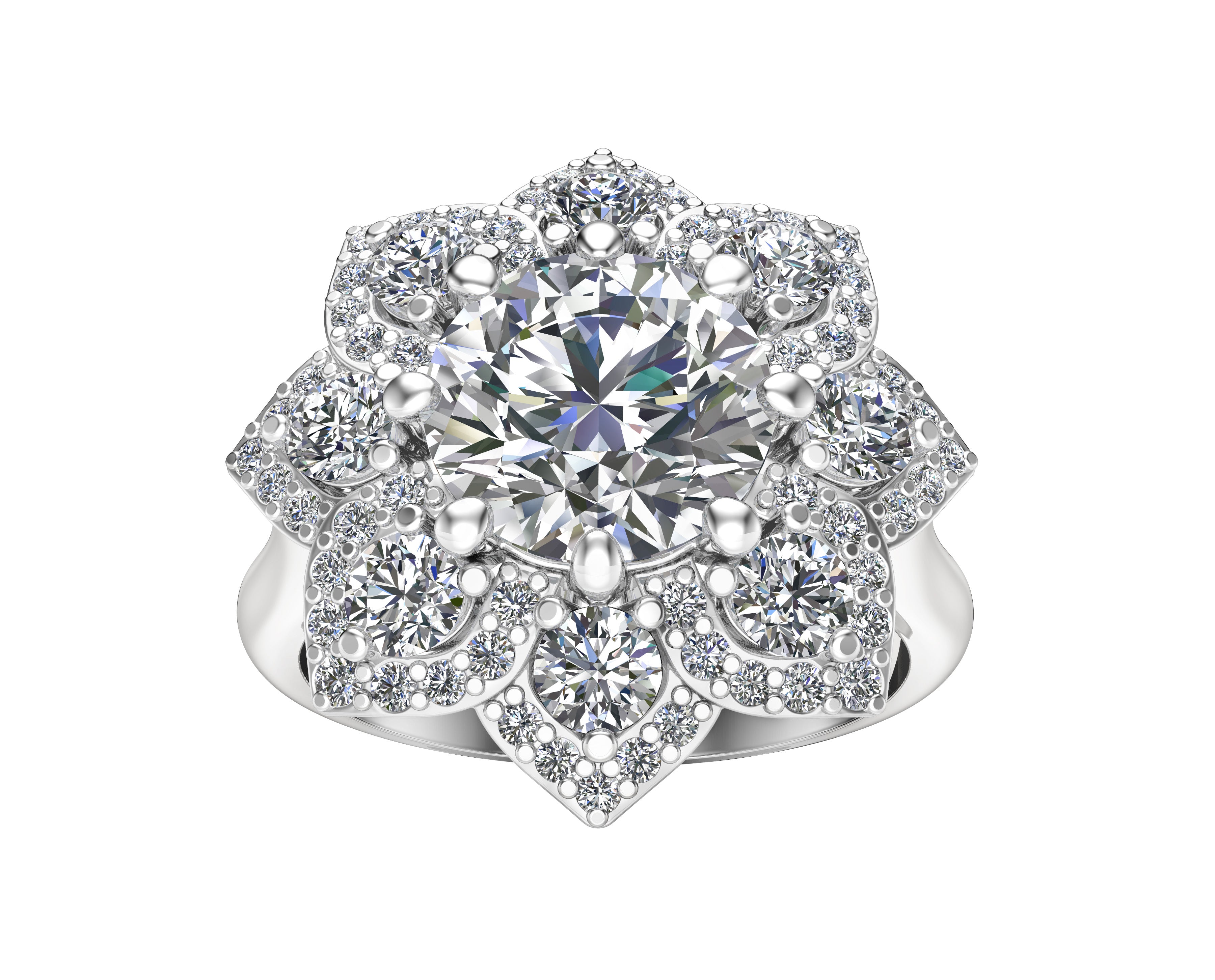 2.40Ct Diamond Engagement Ring in 14K White Gold