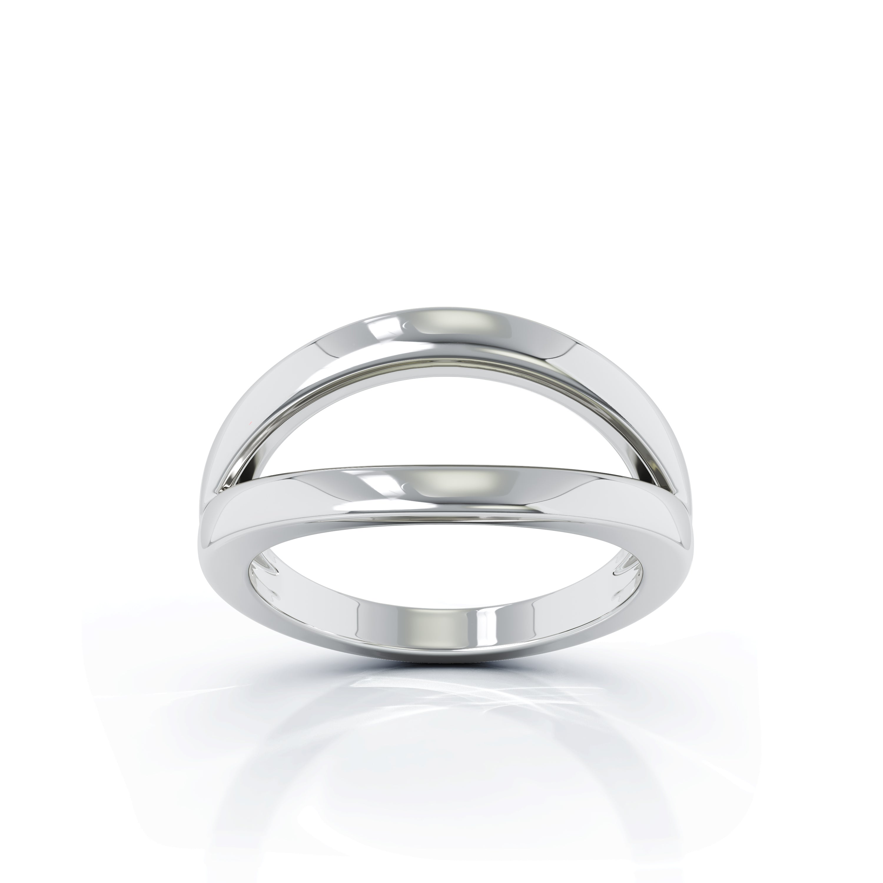 Open Lines Split Ring in 14K Gold