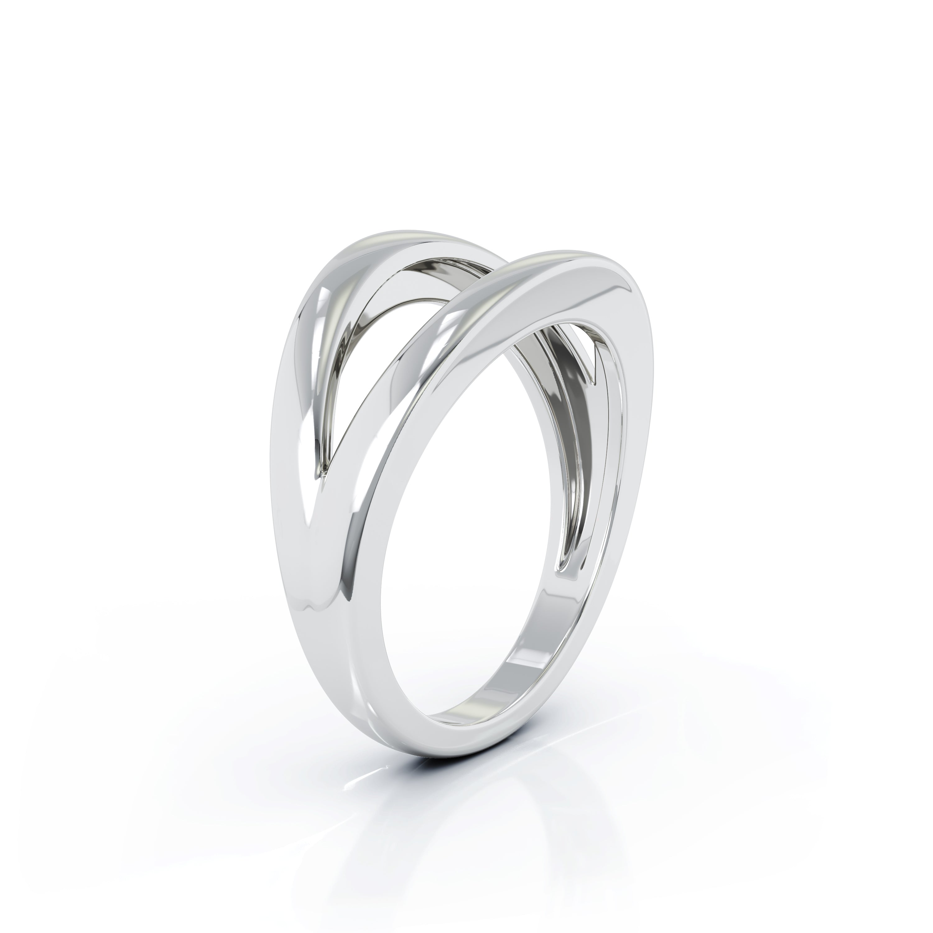 Open Lines Split Ring in 14K Gold