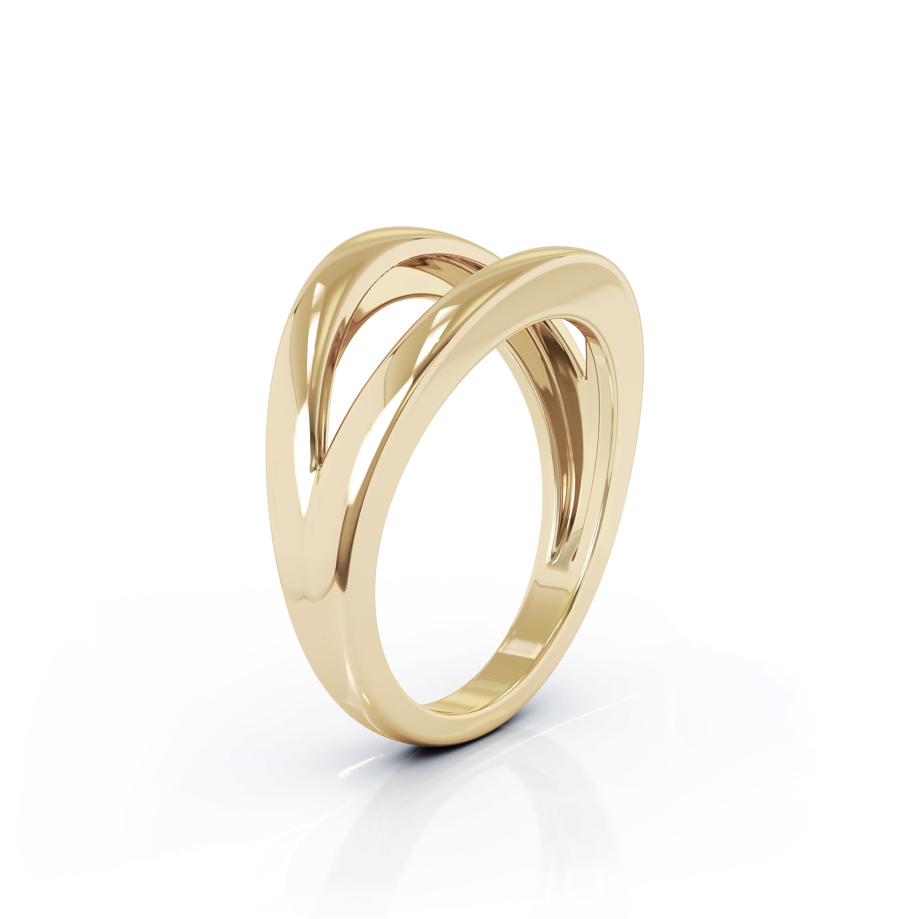 Open Lines Split Ring in 14K Gold