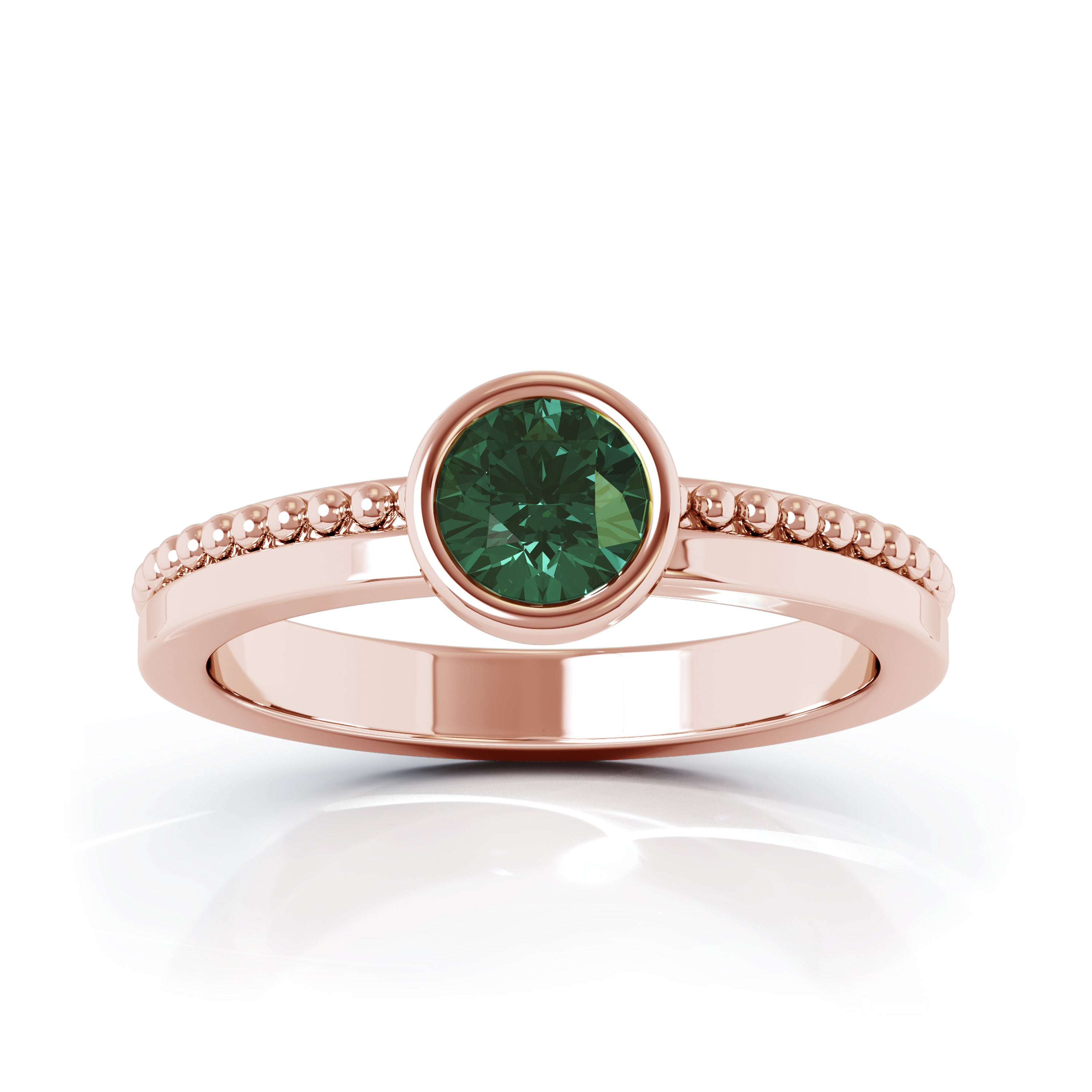 Bezel 5MM Tourmaline Bead Ring in 14K Gold