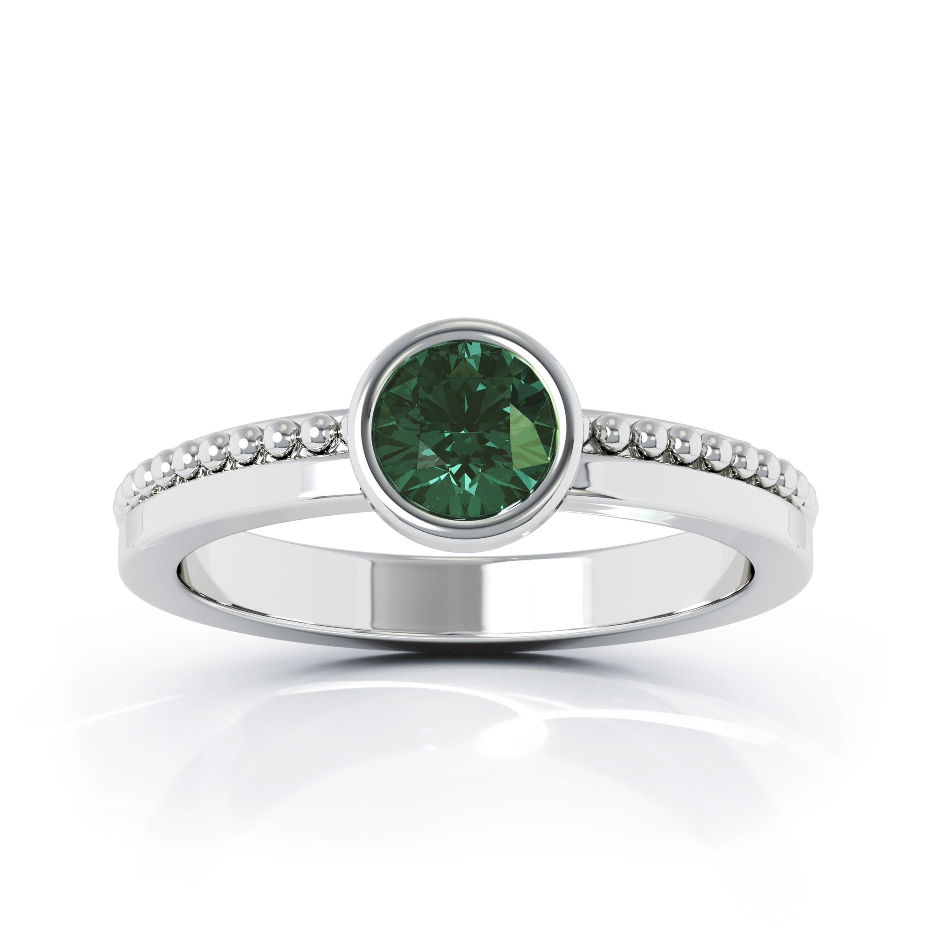 Bezel 5MM Tourmaline Bead Ring in 14K Gold