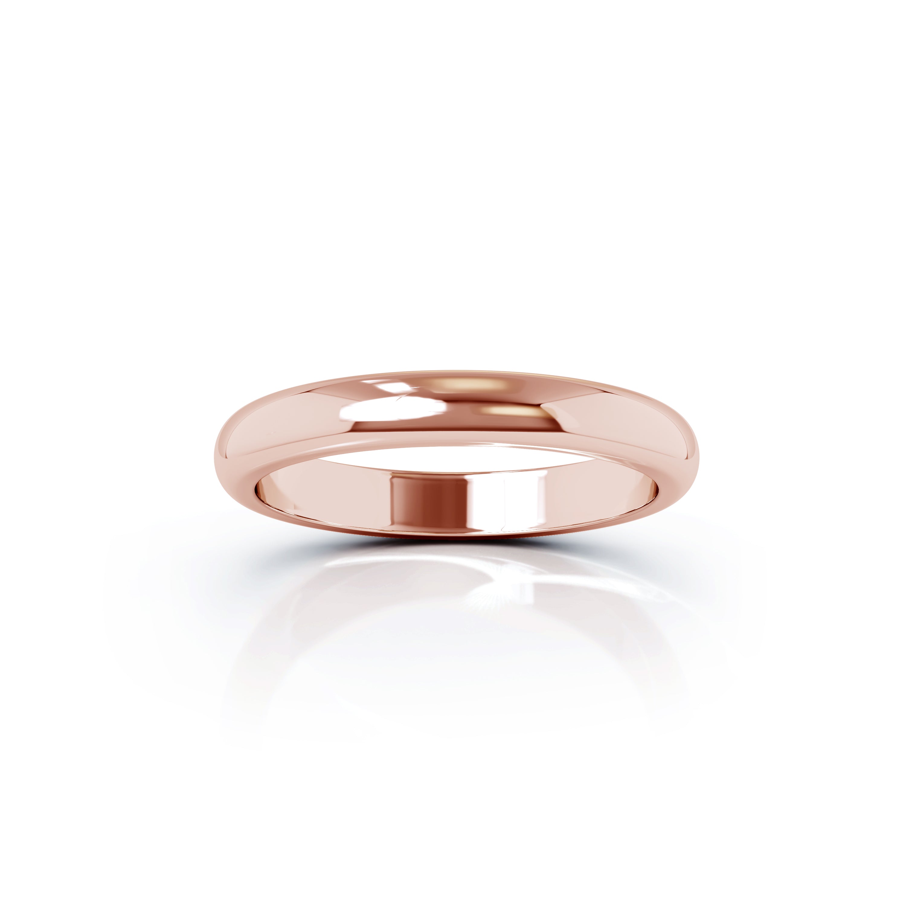 Domed Profile 3MM High Polished Wedding Band in 14K Gold