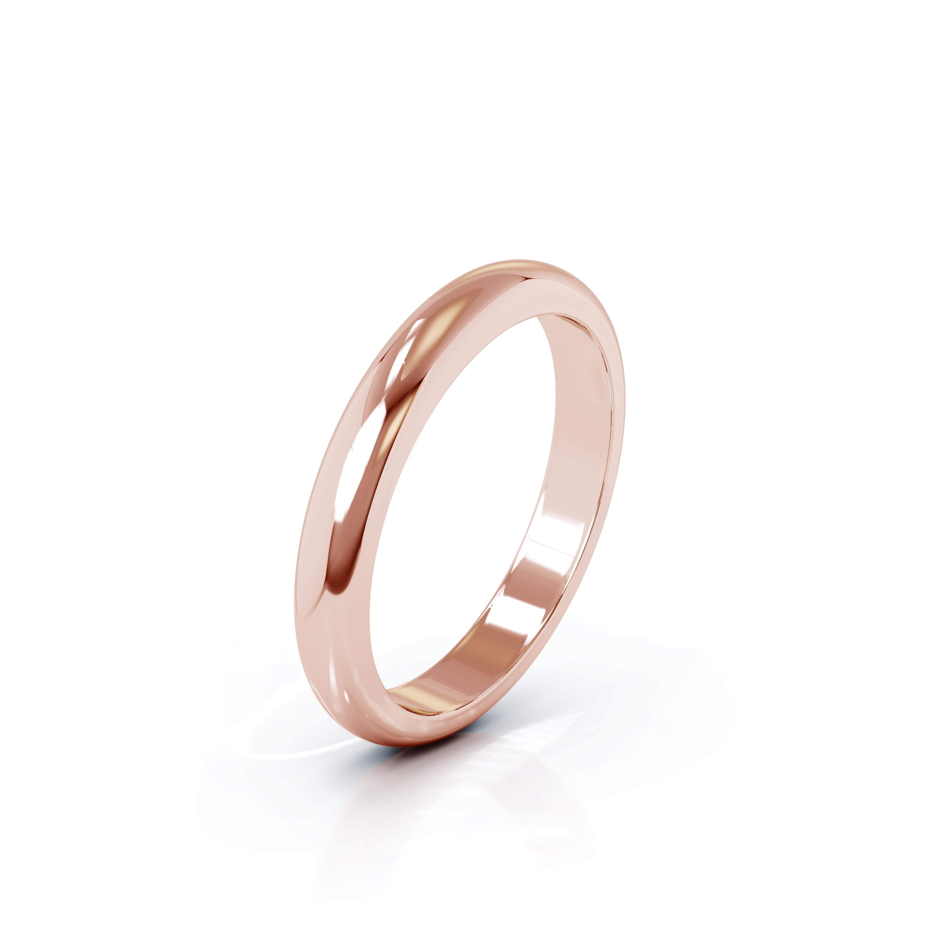Domed Profile 3MM High Polished Wedding Band in 14K Gold