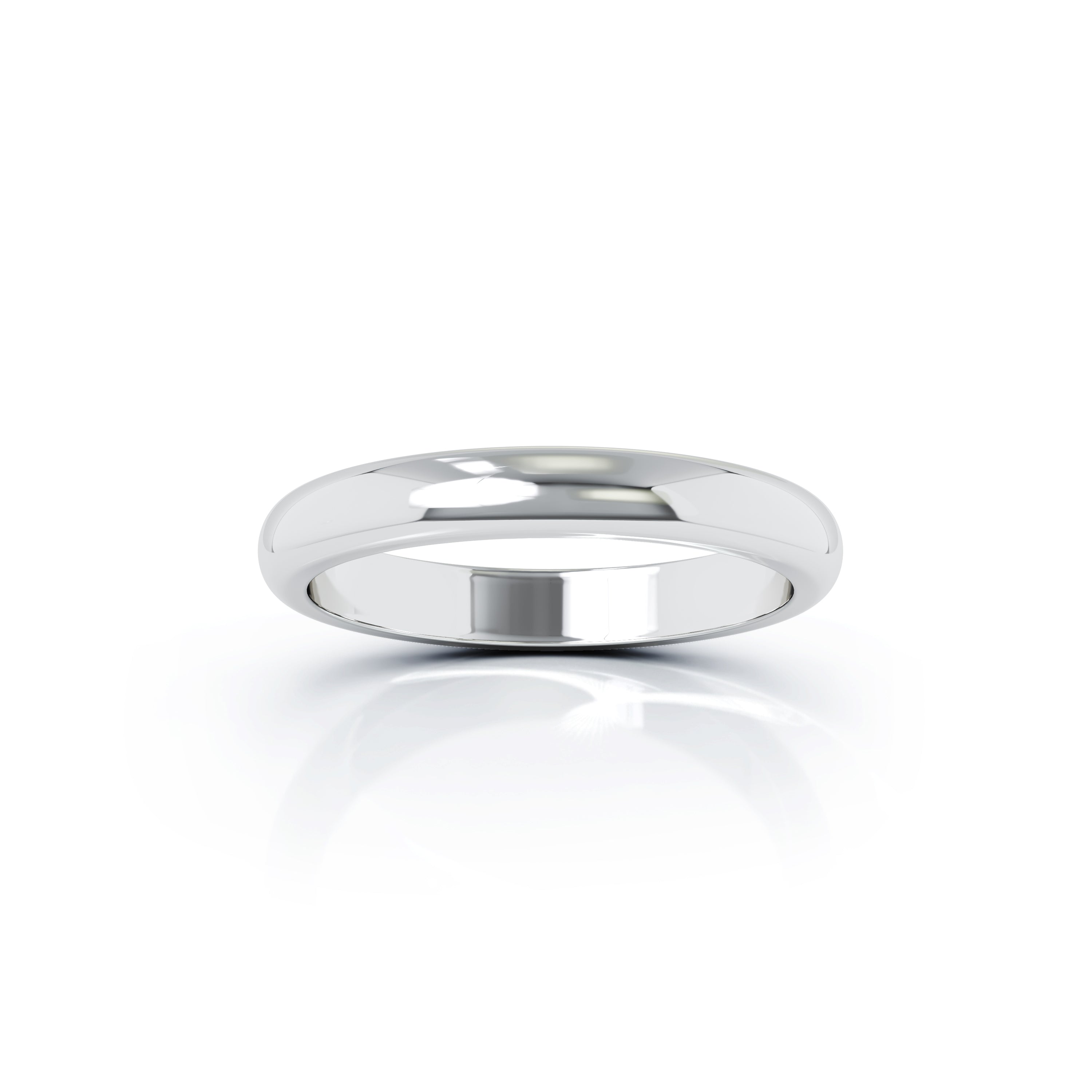 Domed Profile 3MM High Polished Wedding Band in 14K Gold