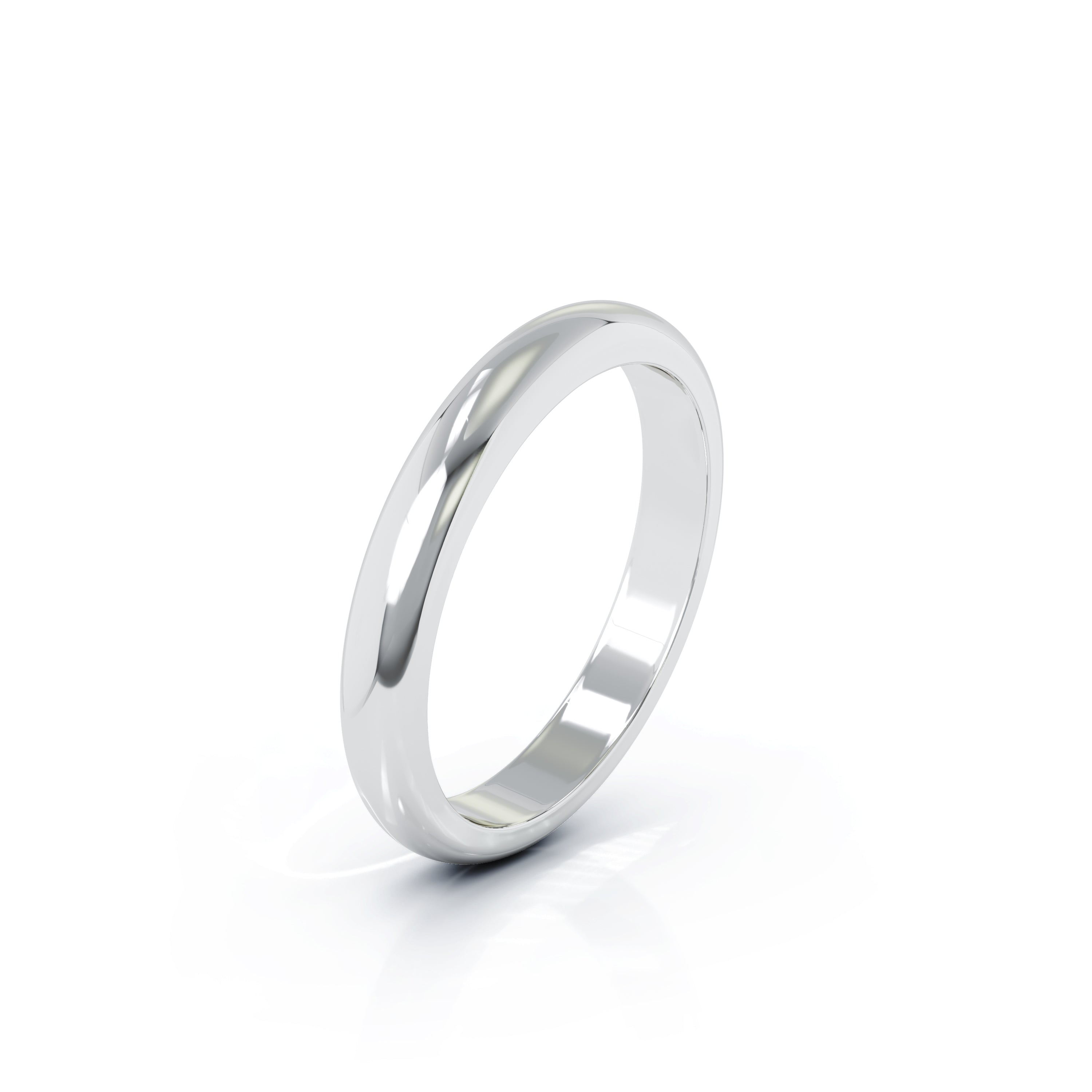 Domed Profile 3MM High Polished Wedding Band in 14K Gold