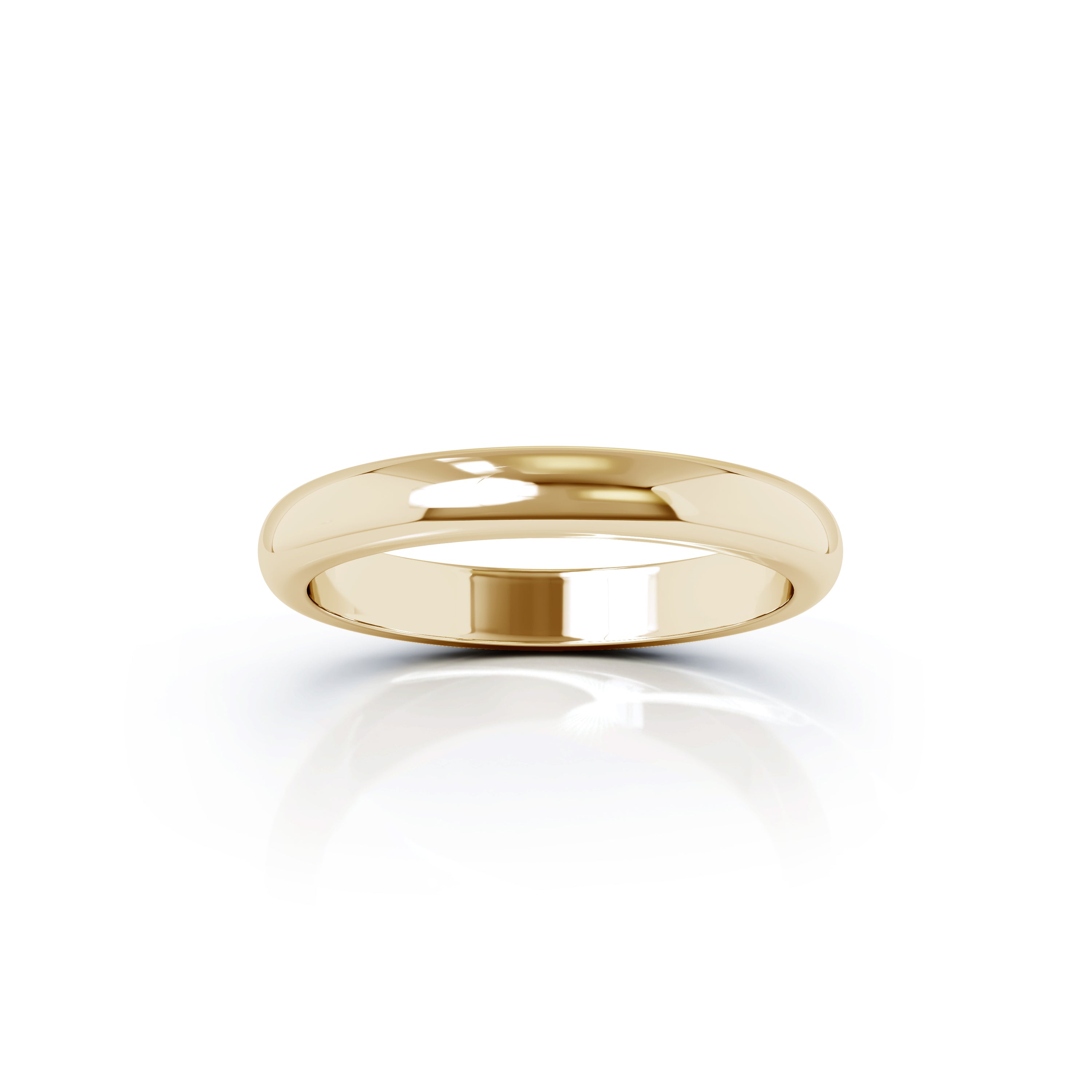 Domed Profile 3MM High Polished Wedding Band in 14K Gold