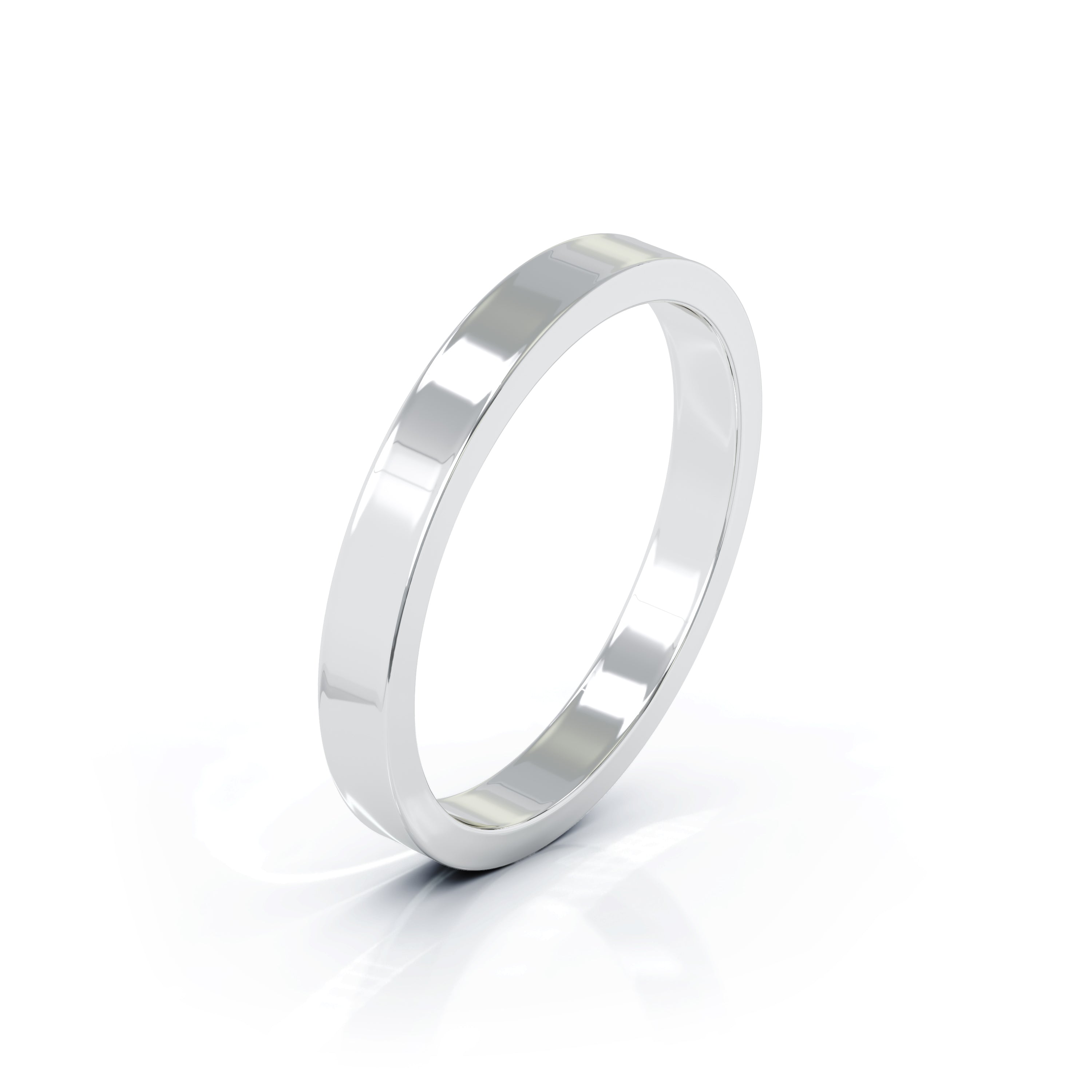 Square Profile 3MM High Polished Wedding Band in 14K Gold