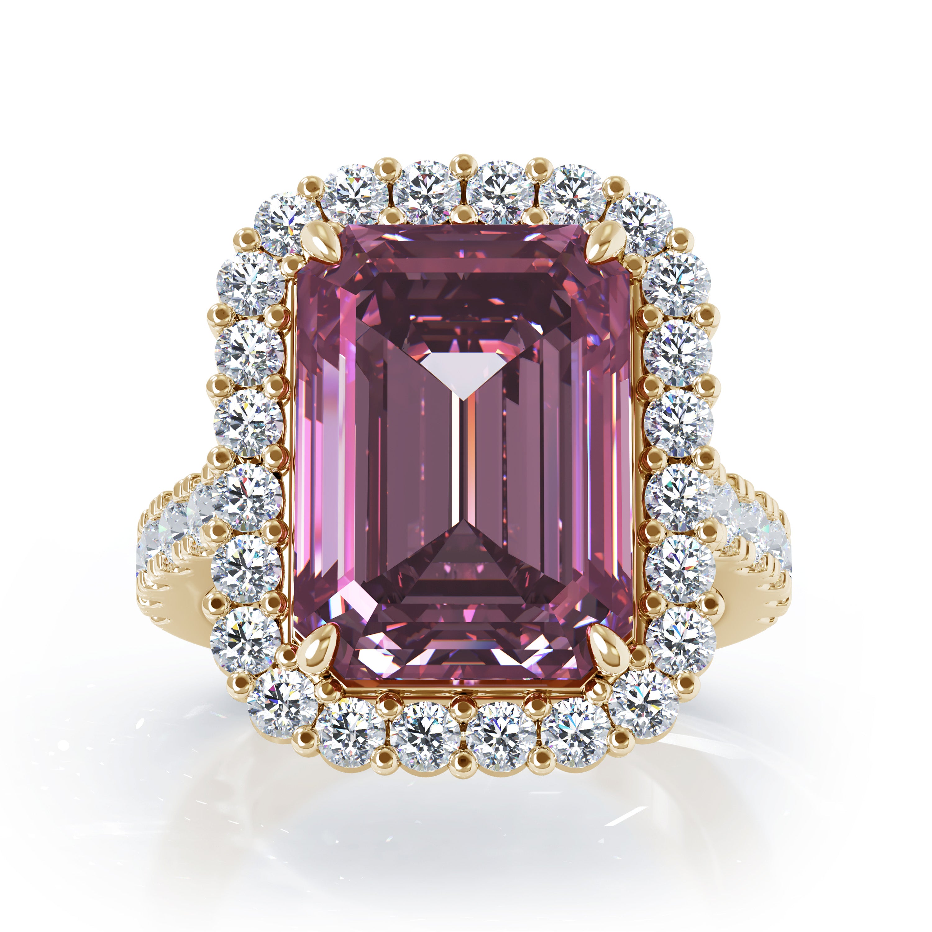 Emerald Cut Tourmaline & 1.45Ct Diamond Ring in 14K Gold