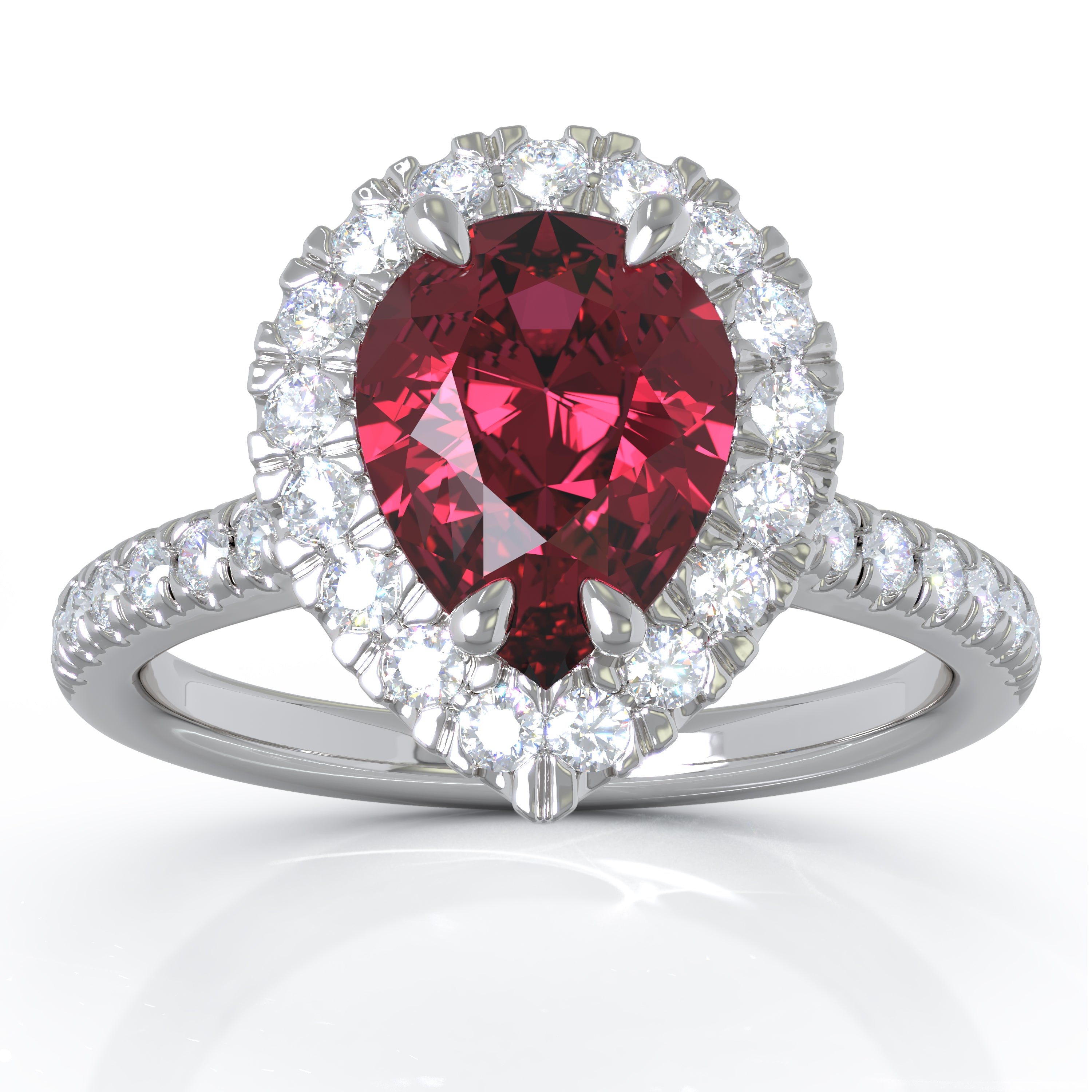 8x6MM Gemstone & 0.35Ct Diamond Ring in 14K White Gold