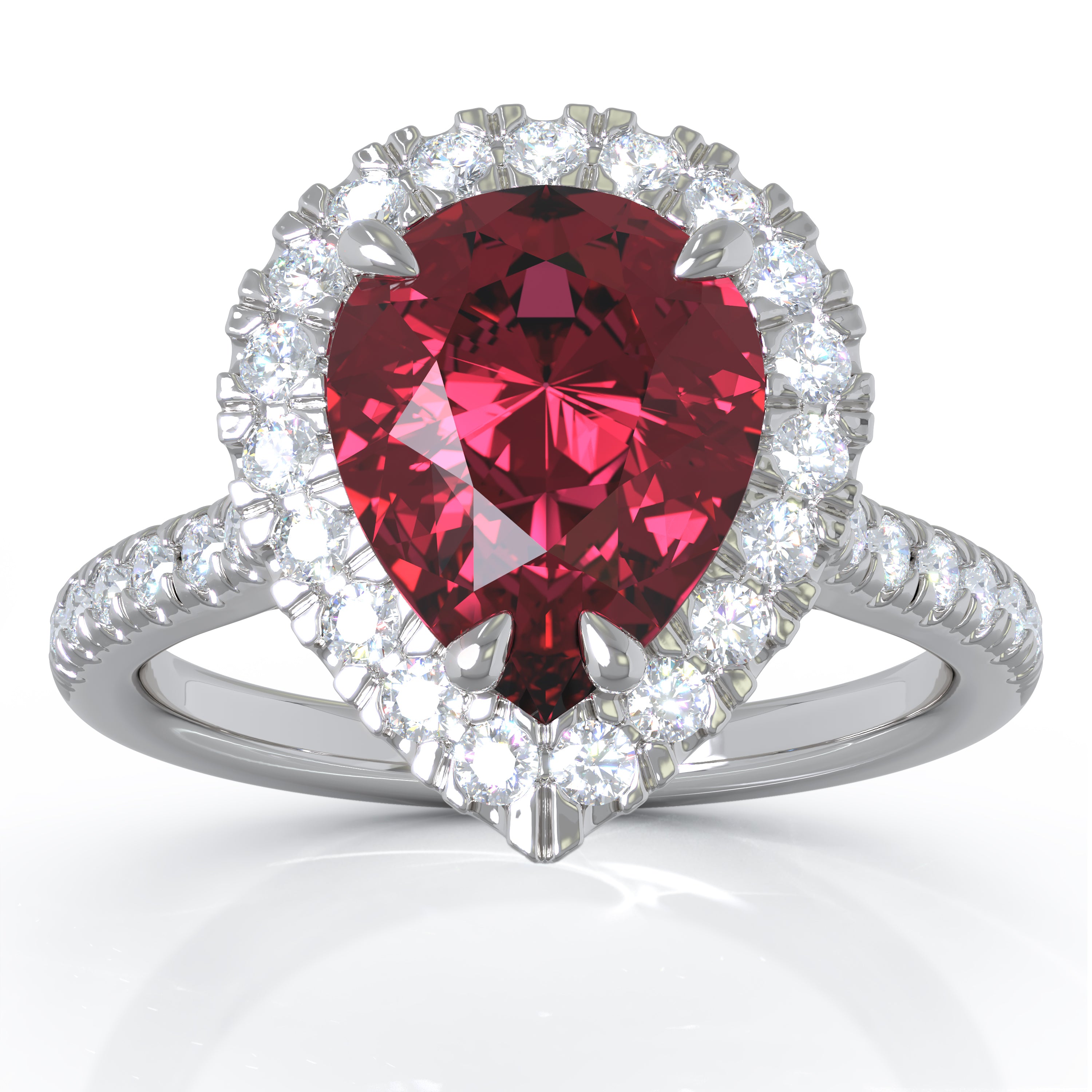 9x7MM Gemstone & 0.44Ct Diamond Ring in 14K White Gold