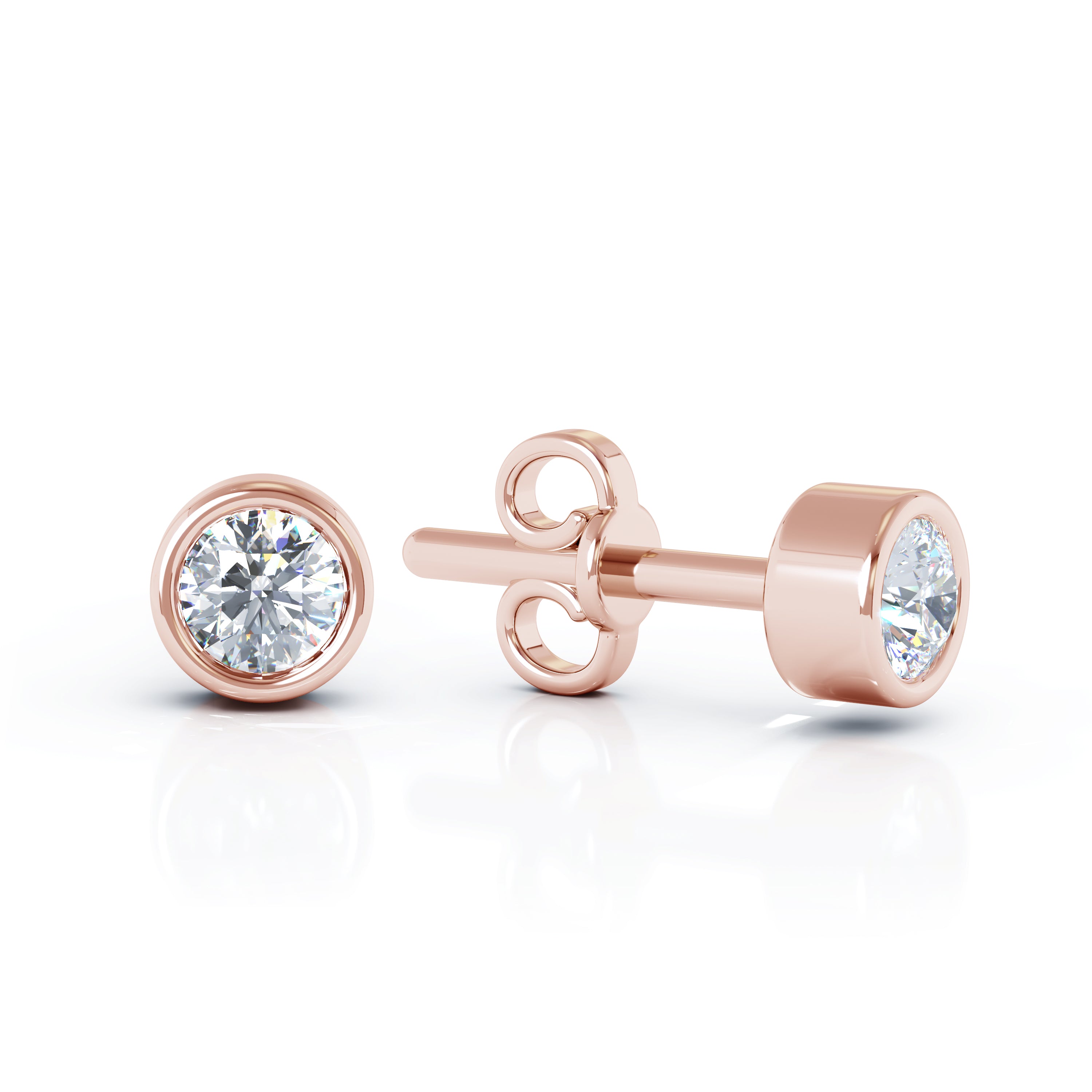 0.25 Ct Diamond Bezel Set Stud Earrings in 14K Gold
