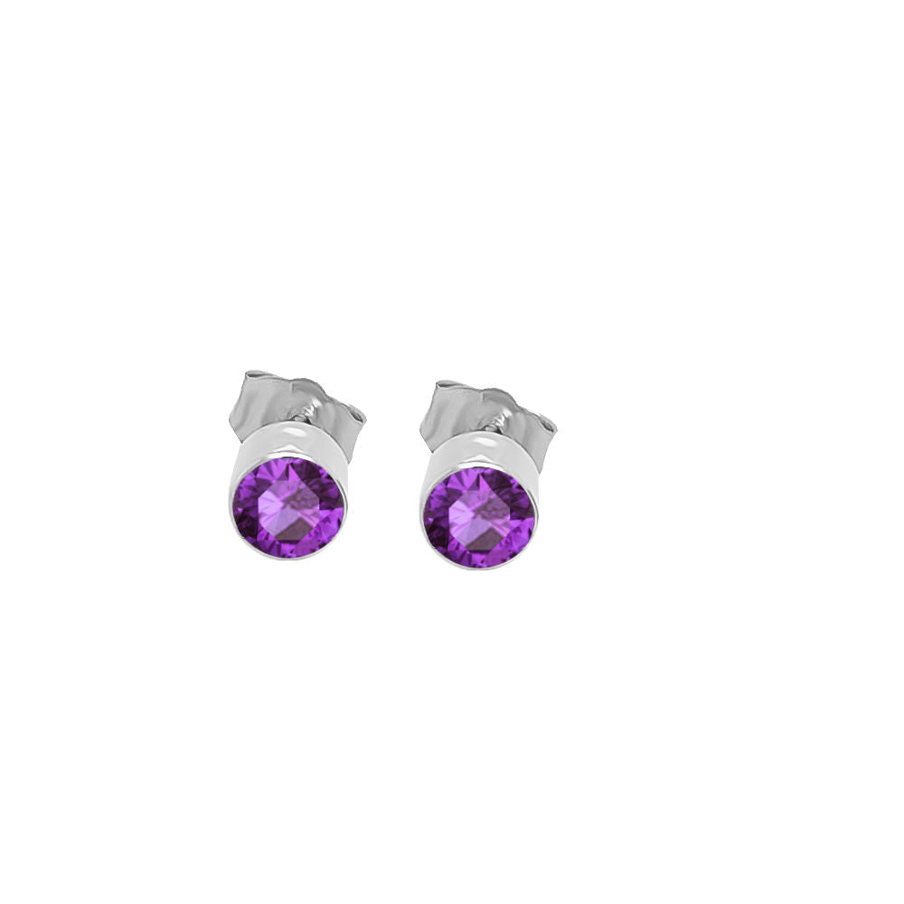 4MM Round Gemstone Stud Earrings in 14K Gold