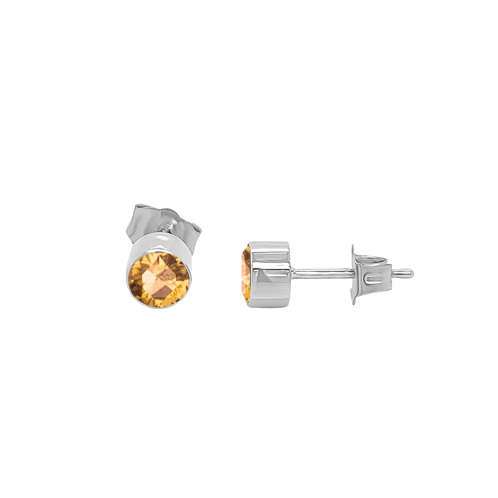 4MM Round Gemstone Stud Earrings in 14K Gold