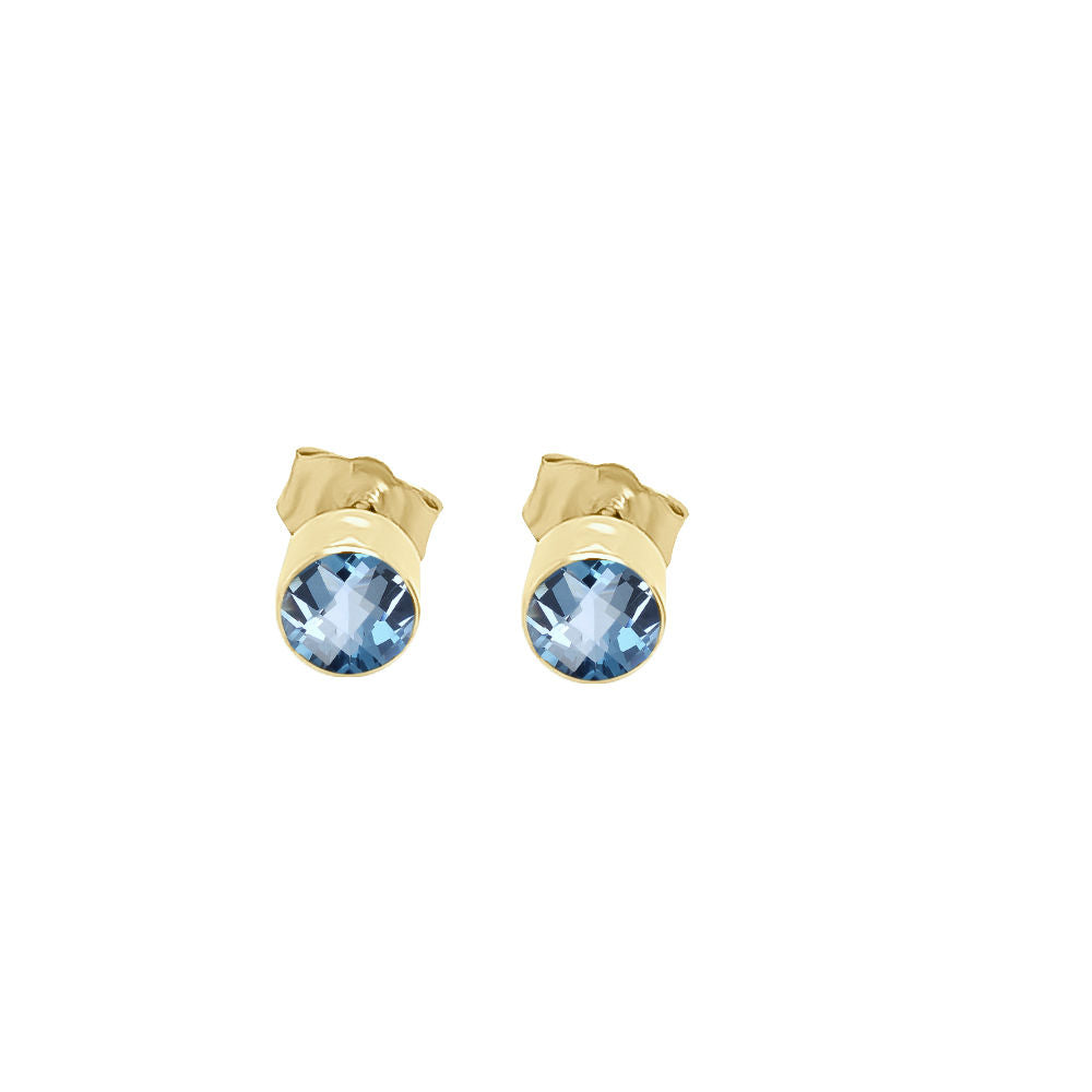 4MM Round Gemstone Stud Earrings in 14K Gold