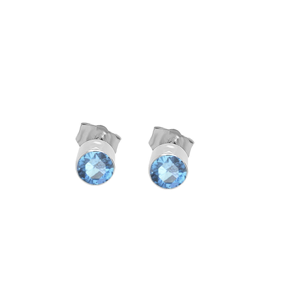 4MM Round Gemstone Stud Earrings in 14K Gold