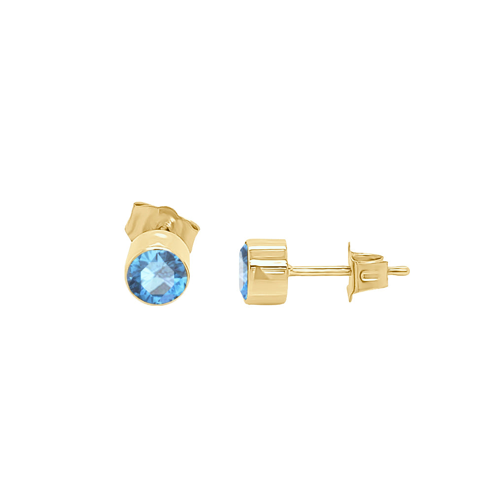 4MM Round Gemstone Stud Earrings in 14K Gold