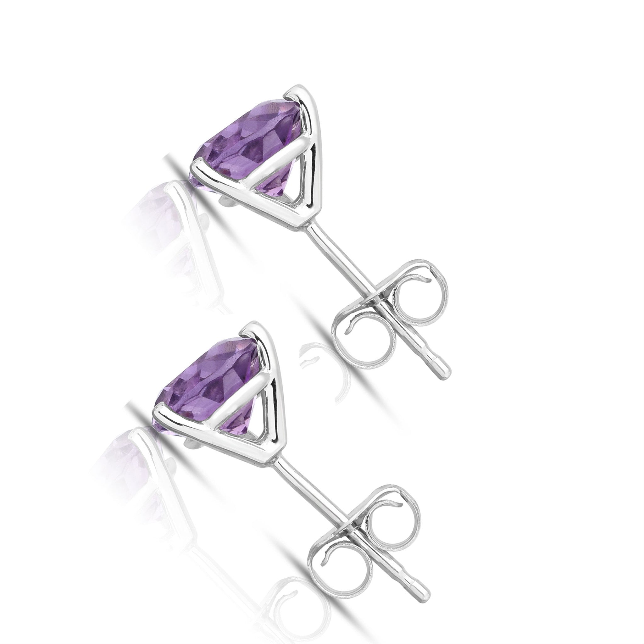 6MM Martini Round Gemstone Stud Earrings in 14K Gold