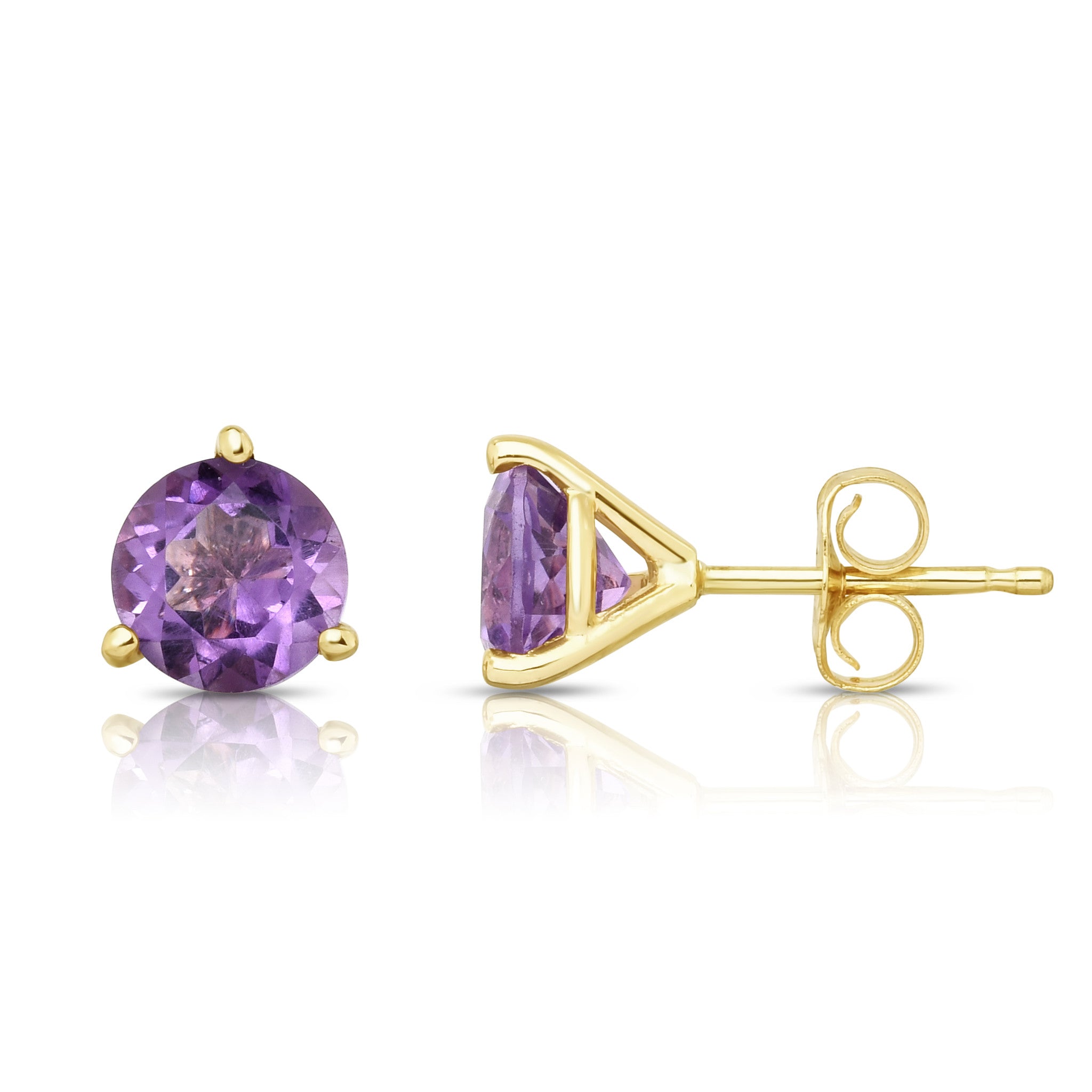 6MM Martini Round Gemstone Stud Earrings in 14K Gold
