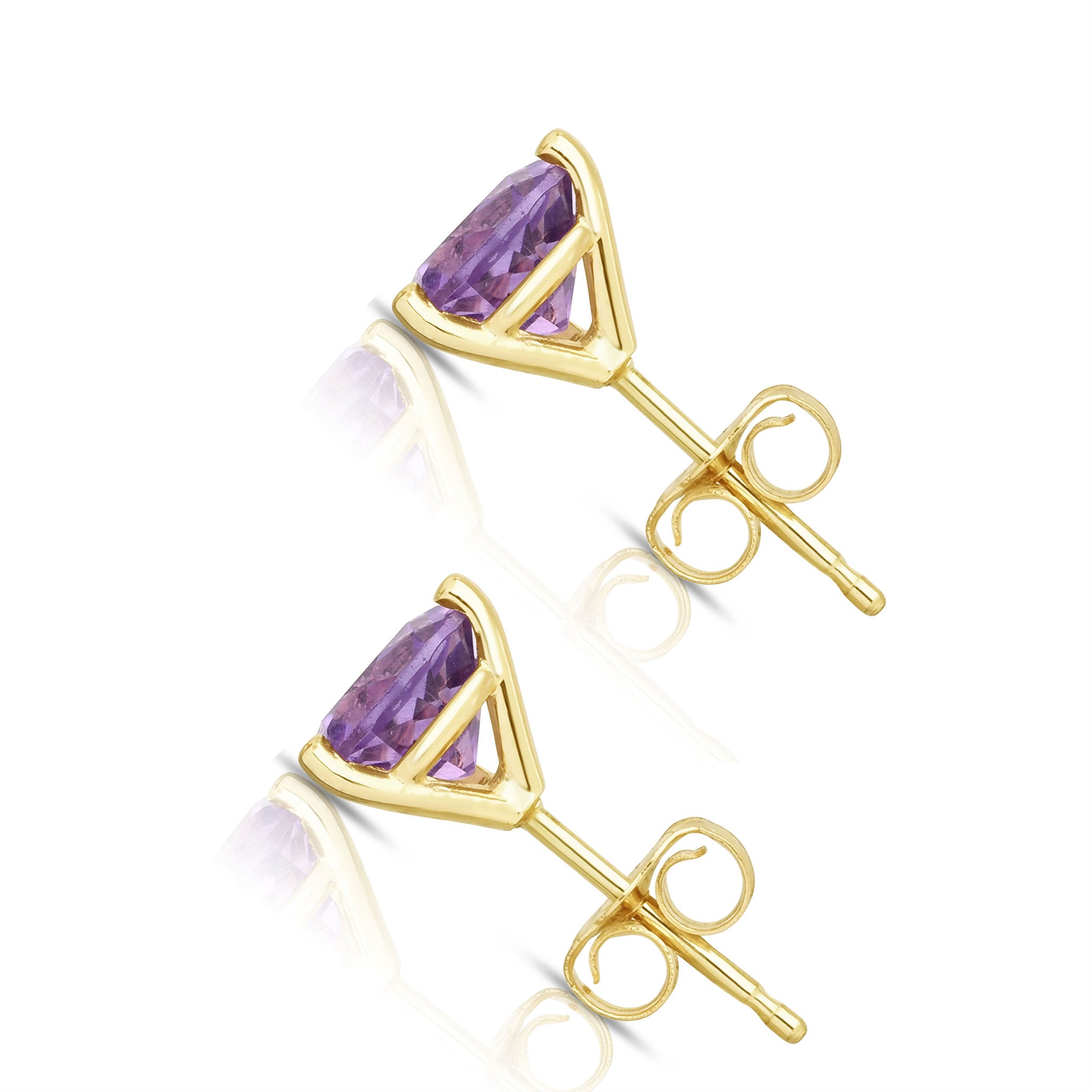 6MM Martini Round Gemstone Stud Earrings in 14K Gold