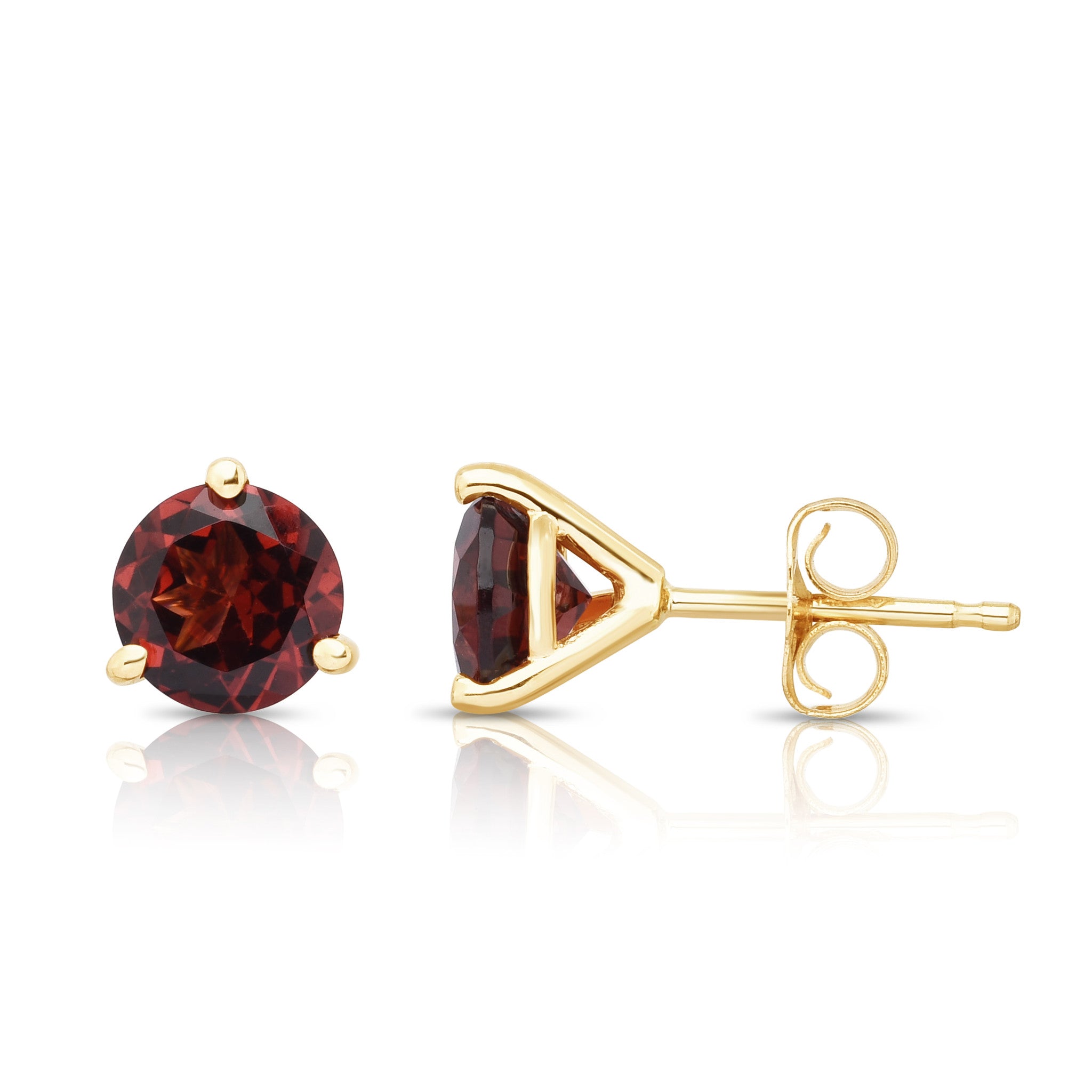 6MM Martini Round Gemstone Stud Earrings in 14K Gold