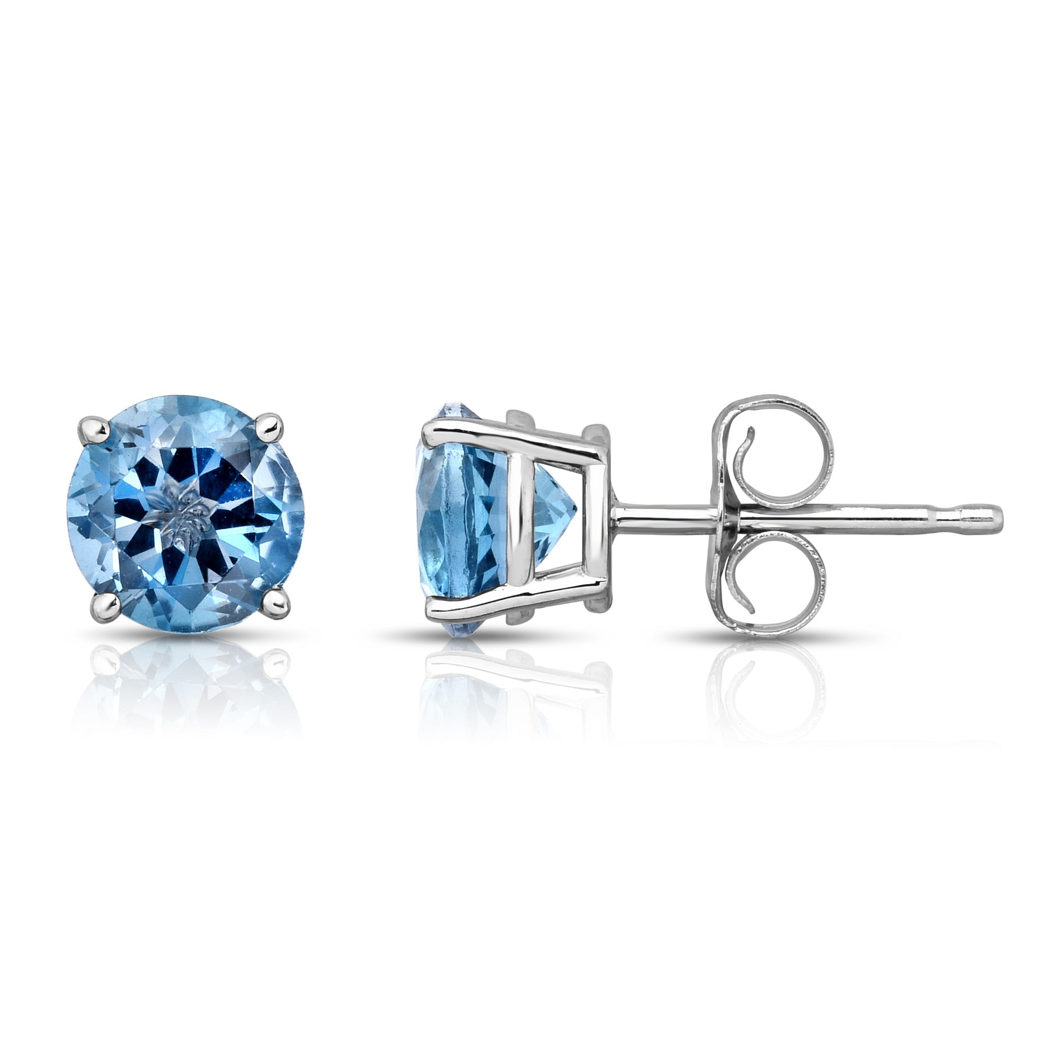 6MM Round Gemstone Stud Earrings in 14K Gold