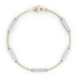 0.30Ct Diamond & Gold Bar Chain Station Bracelet, 7" in 14K Gold