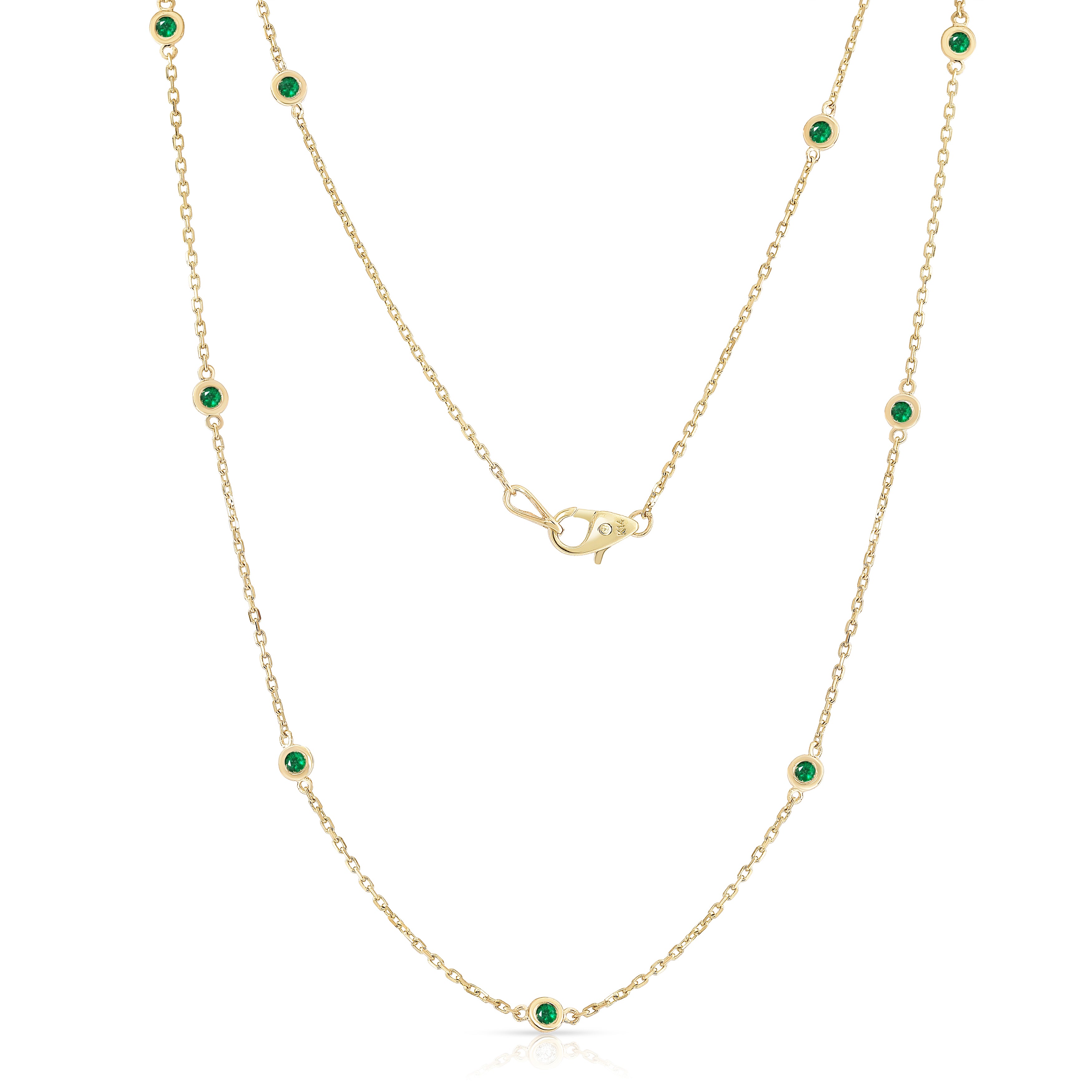 10 station 1.00Ct Gemstone Necklace, 18" in 14K White Gold