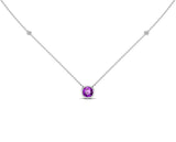 14K Gold 6 MM Gemstone & White Diamond Accent (0.06 Ct, G-H Color, SI2-SI3 Clarity) Necklace, 16"-18"