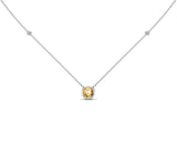 14K Gold 6 MM Gemstone & White Diamond Accent (0.06 Ct, G-H Color, SI2-SI3 Clarity) Necklace, 16"-18"