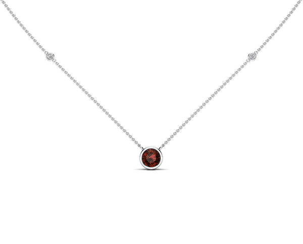 14K Gold 6 MM Gemstone & White Diamond Accent (0.06 Ct, G-H Color, SI2-SI3 Clarity) Necklace, 16