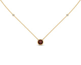 14K Gold 6 MM Gemstone & White Diamond Accent (0.06 Ct, G-H Color, SI2-SI3 Clarity) Necklace, 16"-18"