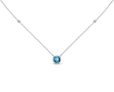 14K Gold 6 MM Gemstone & White Diamond Accent (0.06 Ct, G-H Color, SI2-SI3 Clarity) Necklace, 16"-18"