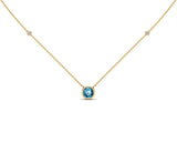 14K Gold 6 MM Gemstone & White Diamond Accent (0.06 Ct, G-H Color, SI2-SI3 Clarity) Necklace, 16"-18"