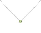 14K Gold 6 MM Gemstone & White Diamond Accent (0.06 Ct, G-H Color, SI2-SI3 Clarity) Necklace, 16"-18"