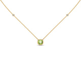 14K Gold 6 MM Gemstone & White Diamond Accent (0.06 Ct, G-H Color, SI2-SI3 Clarity) Necklace, 16"-18"