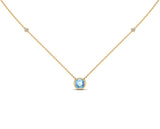 14K Gold 6 MM Gemstone & White Diamond Accent (0.06 Ct, G-H Color, SI2-SI3 Clarity) Necklace, 16"-18"